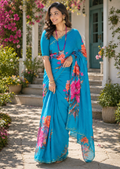 Handworked Fendy Silk Saree With Fully Stiched Blouse