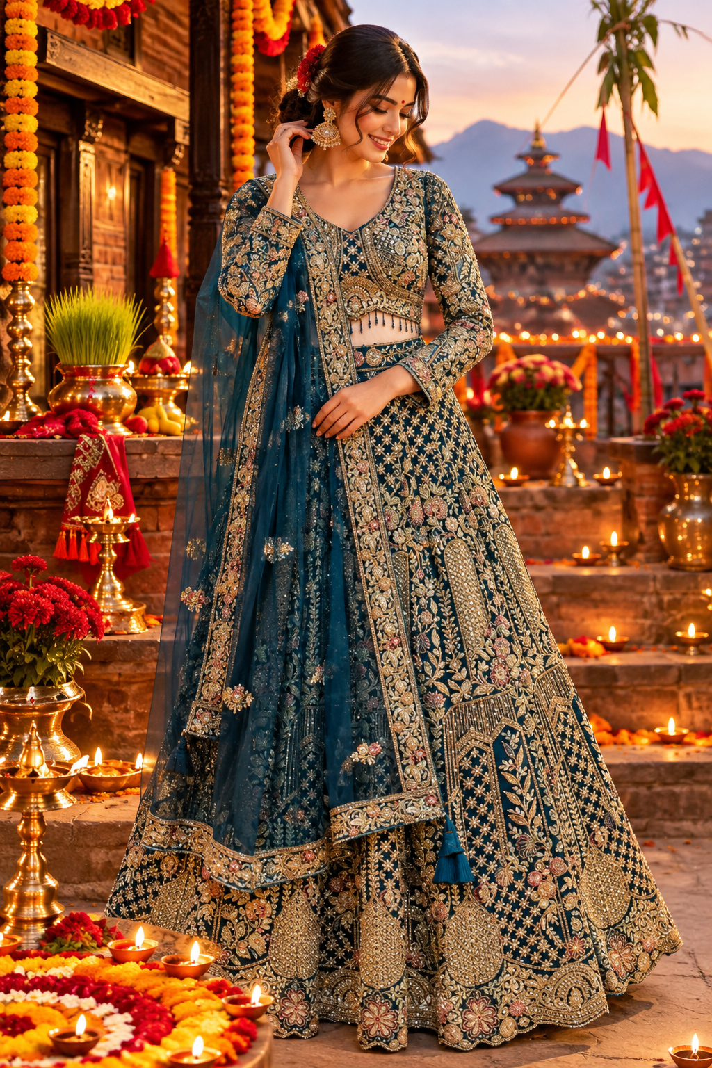 Lehanga With Heavy Embroidery And Stone Work