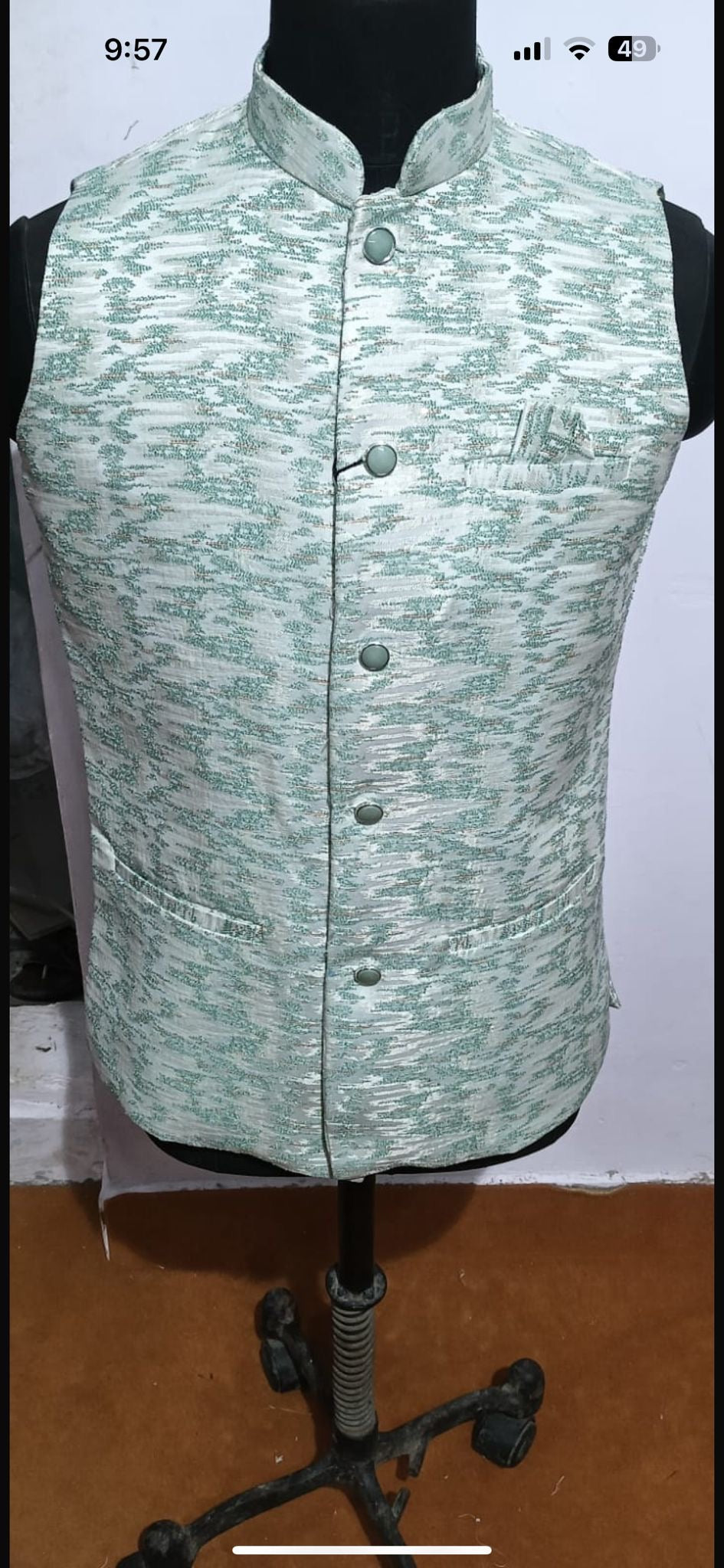 Designer Woven Modi Nehru Jacket for Men in Silk
