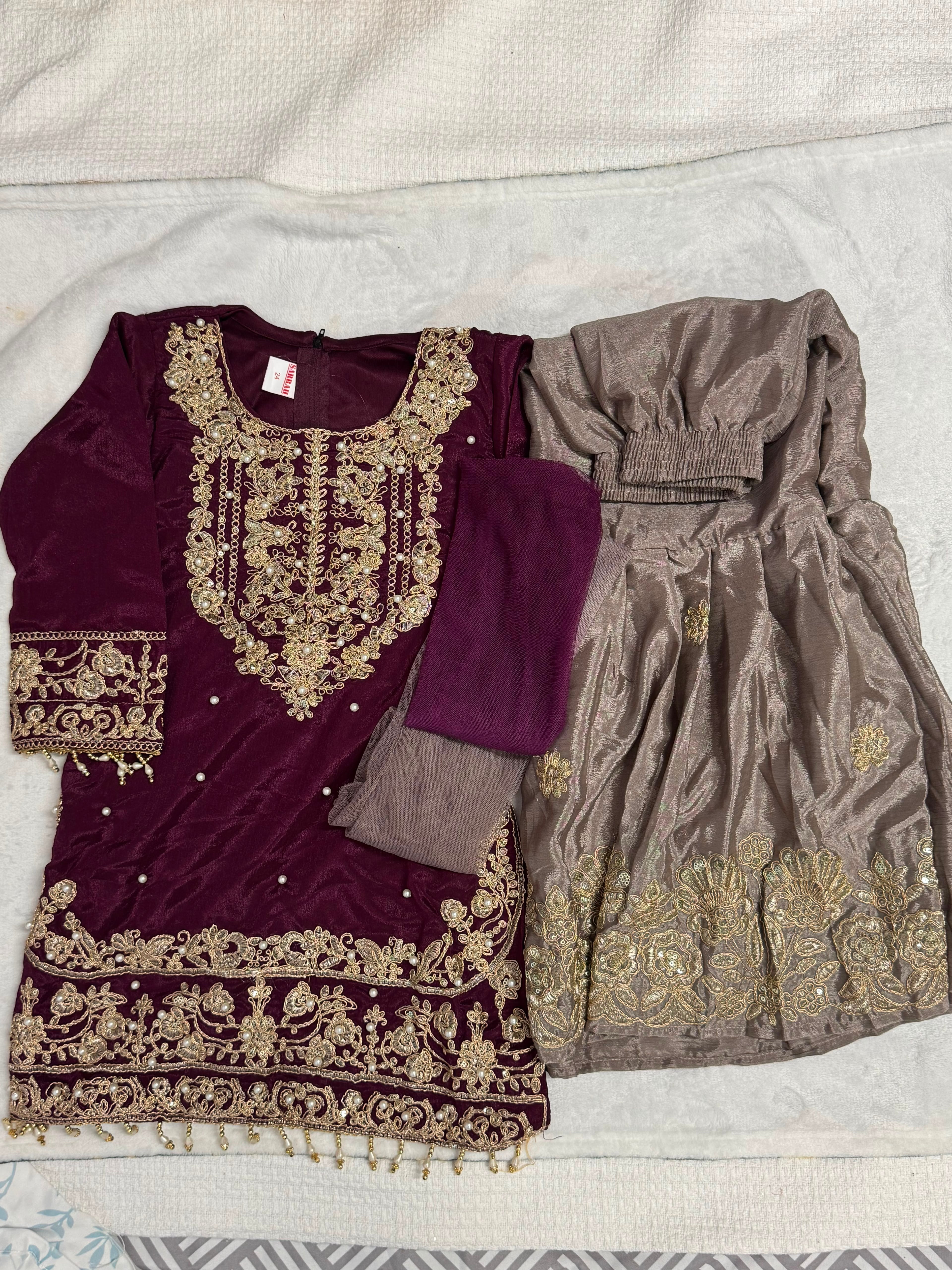 Kids Kurthi Set with Jari worked
