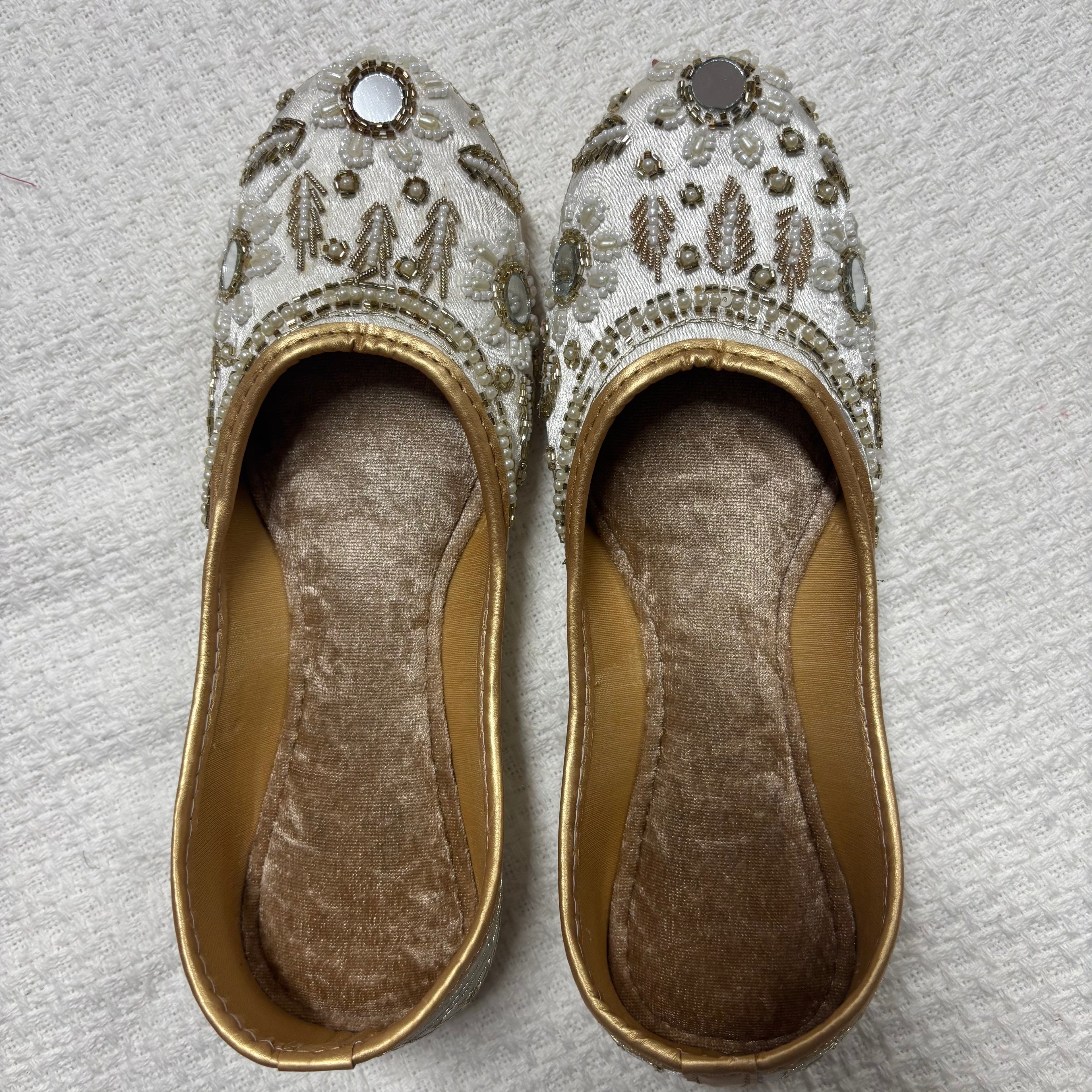 Embroidered and Stone Hand Work Khussa Sandal: Indian and Pakistani Jutti with Beads