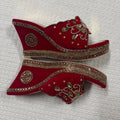 Womens Red Velvette Bridal Shoes with Stone and Embroidary work