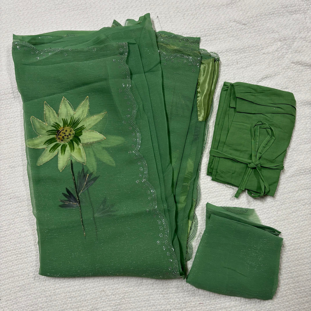 Shimmer-brush Saree With Seroski Work