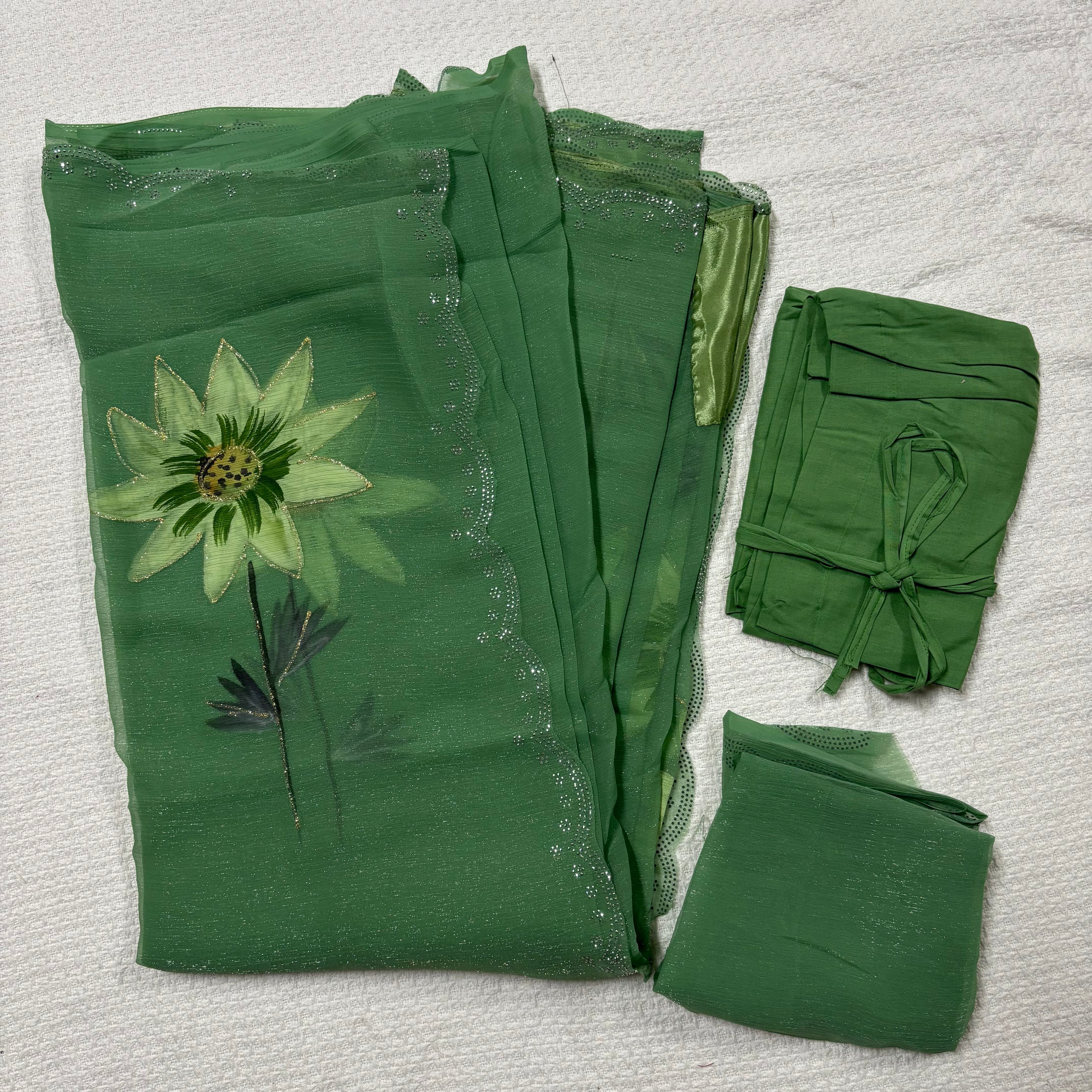 Shimmer-brush Saree With Seroski Work