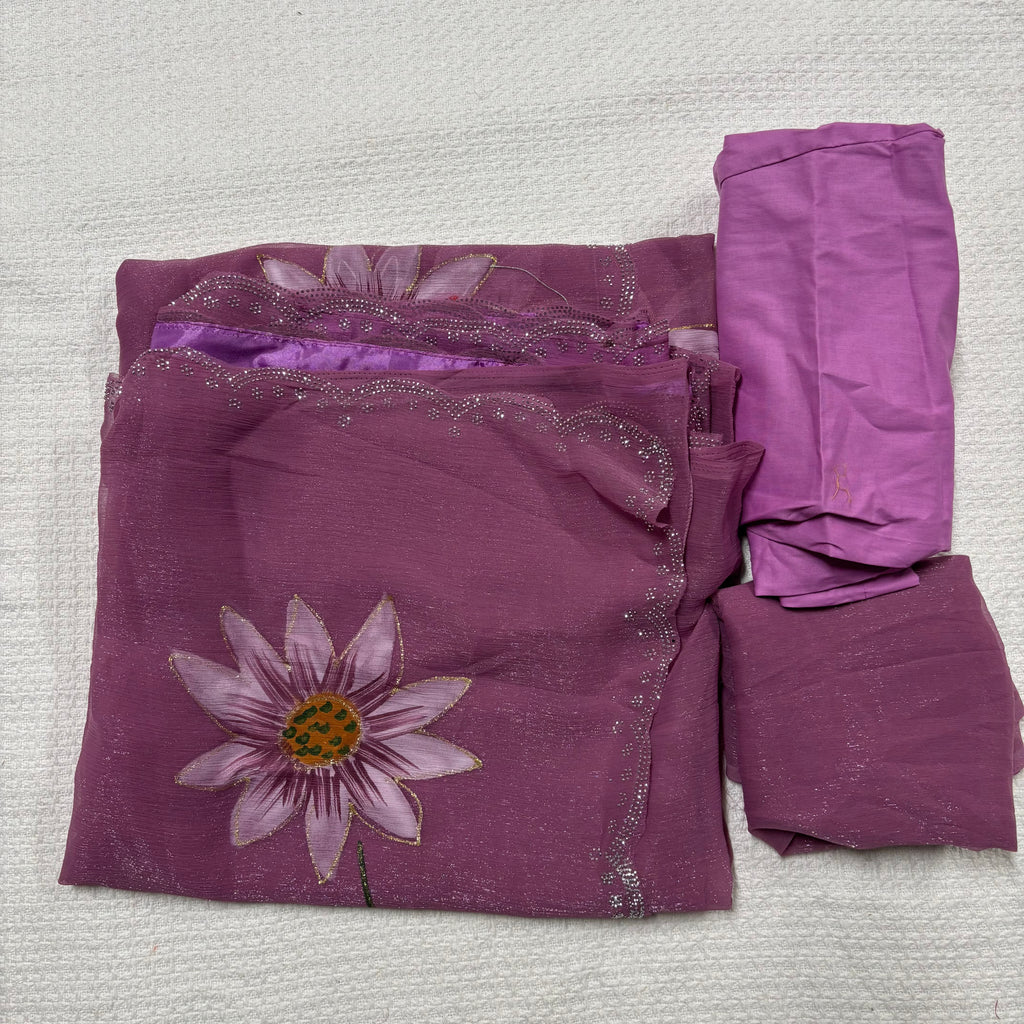 Shimmer-brush Saree With Seroski Work