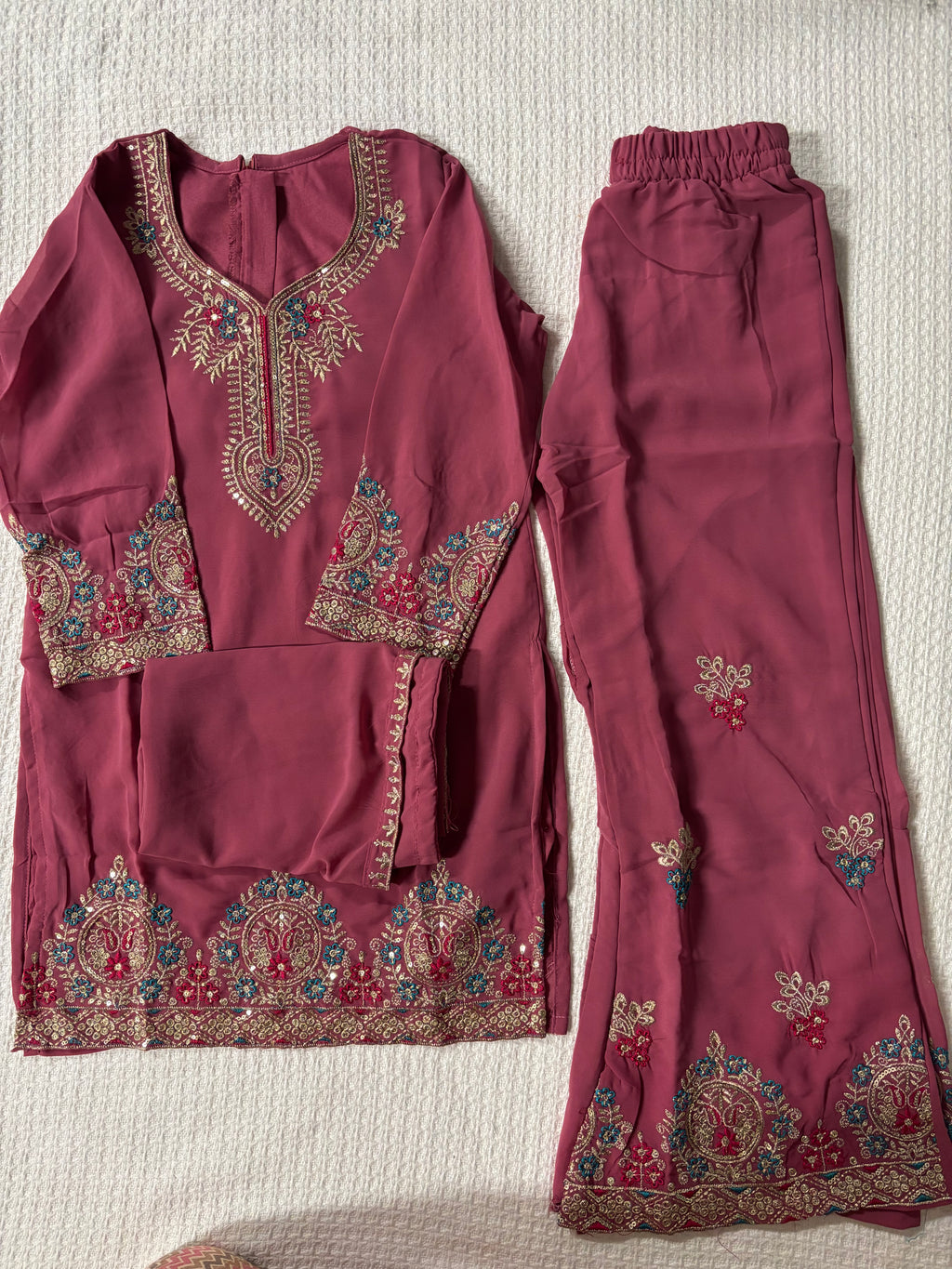 Girls Plazzo Set with embroidary and stone worked