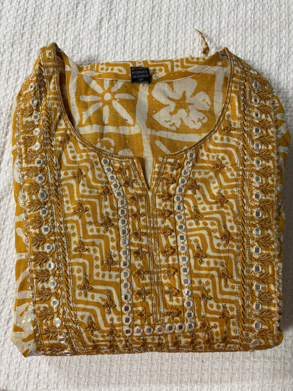 Yellow 100% Cotton Kurtha Set