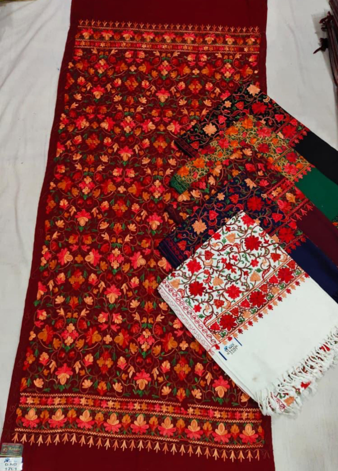 100% Kashmiri Shawl With Heavy Floral Pattern