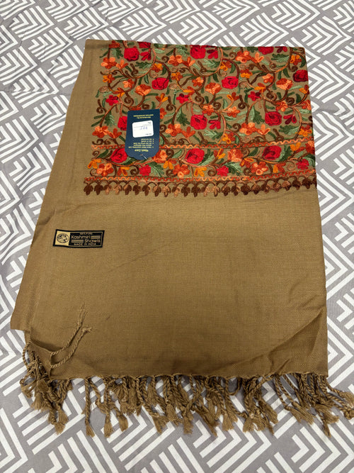 100% Kashmiri Shawl With Heavy Floral Pattern