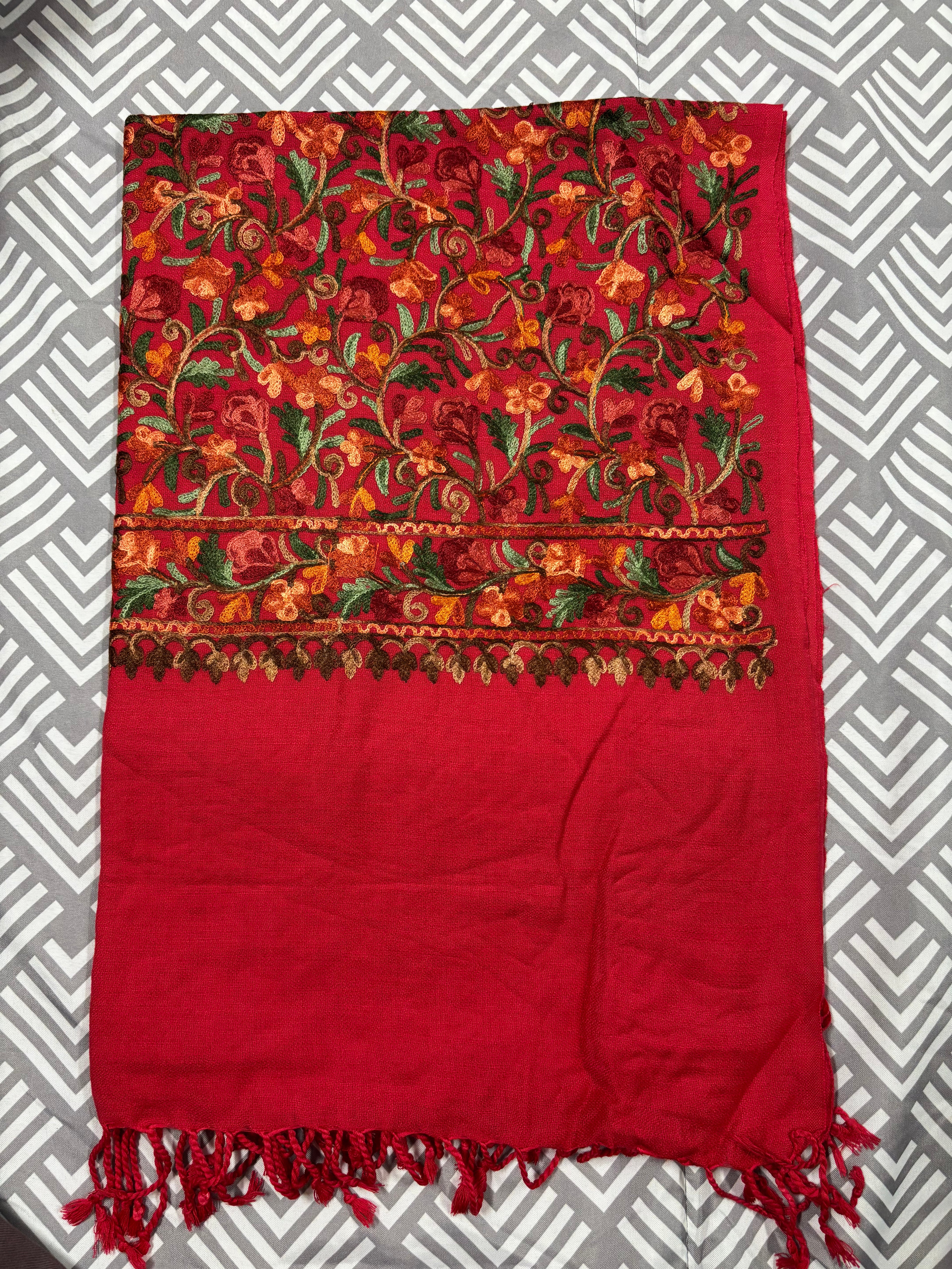 100% Kashmiri Shawl With Heavy Floral Pattern