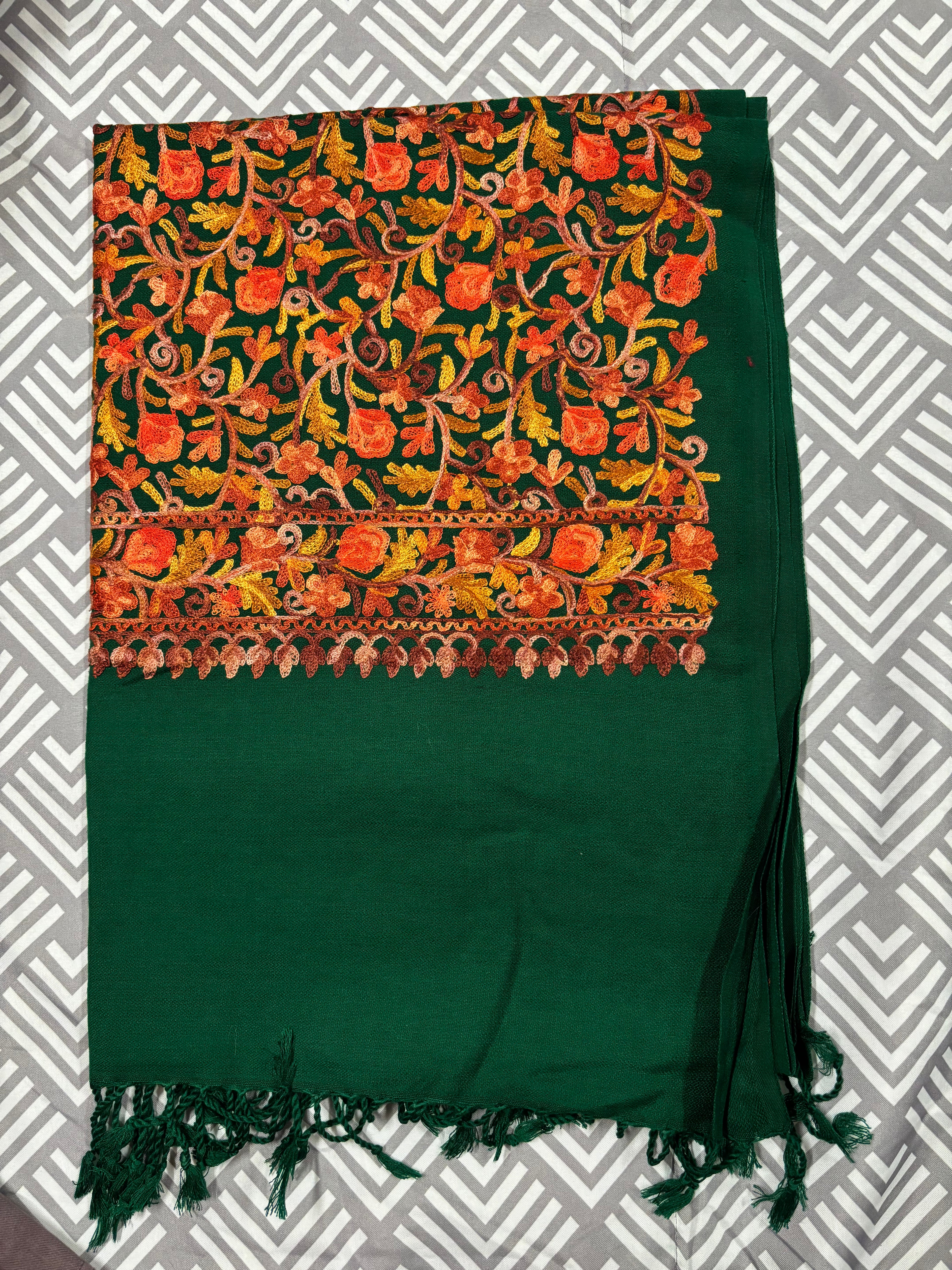 100% Kashmiri Shawl With Heavy Floral Pattern