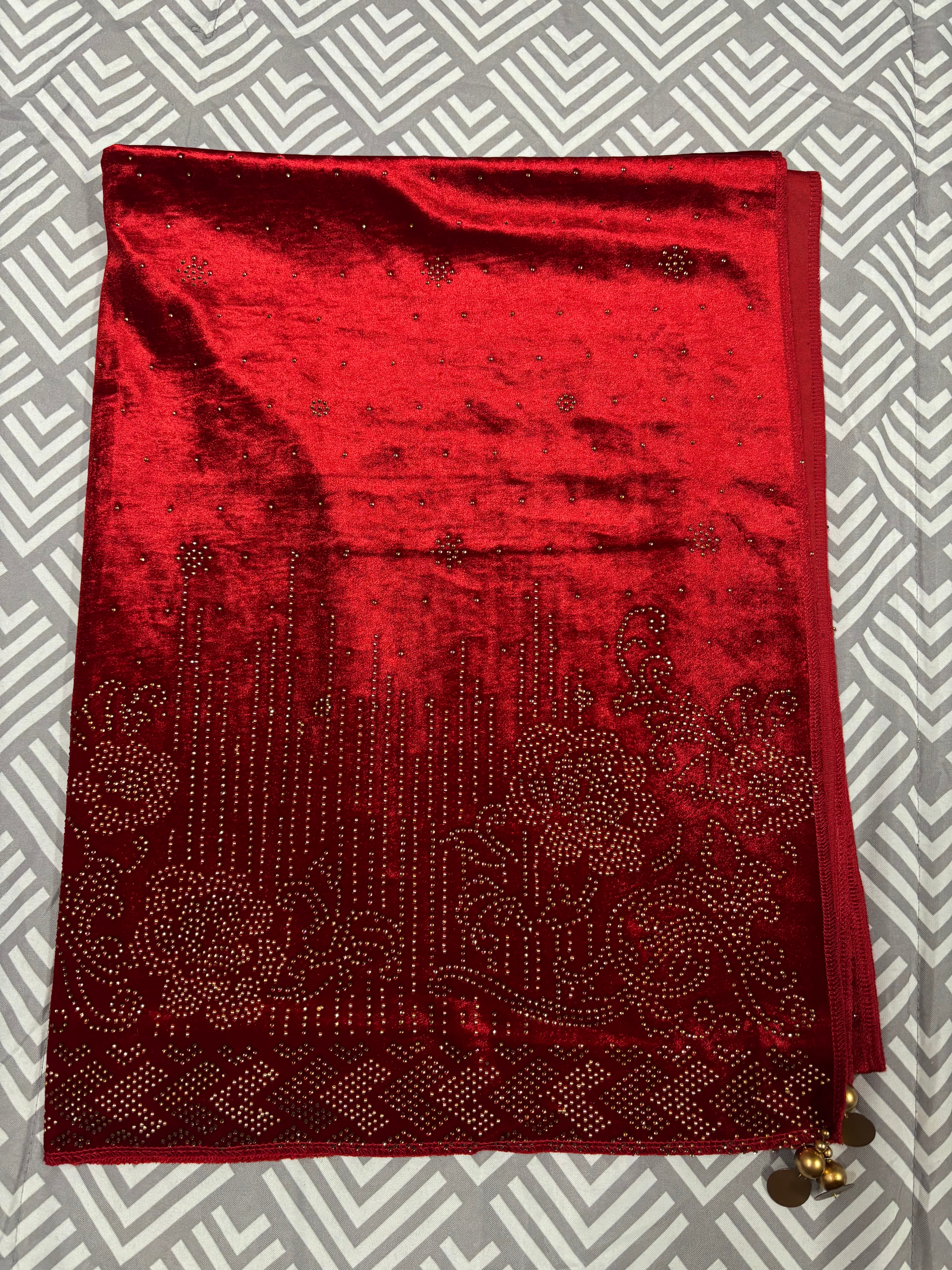 Velvet Shawl with Rihno stone work
