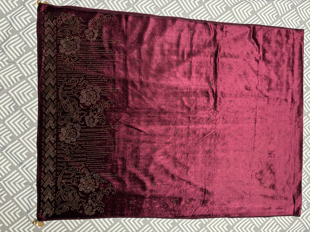 Velvet Shawl with Rihno stone work