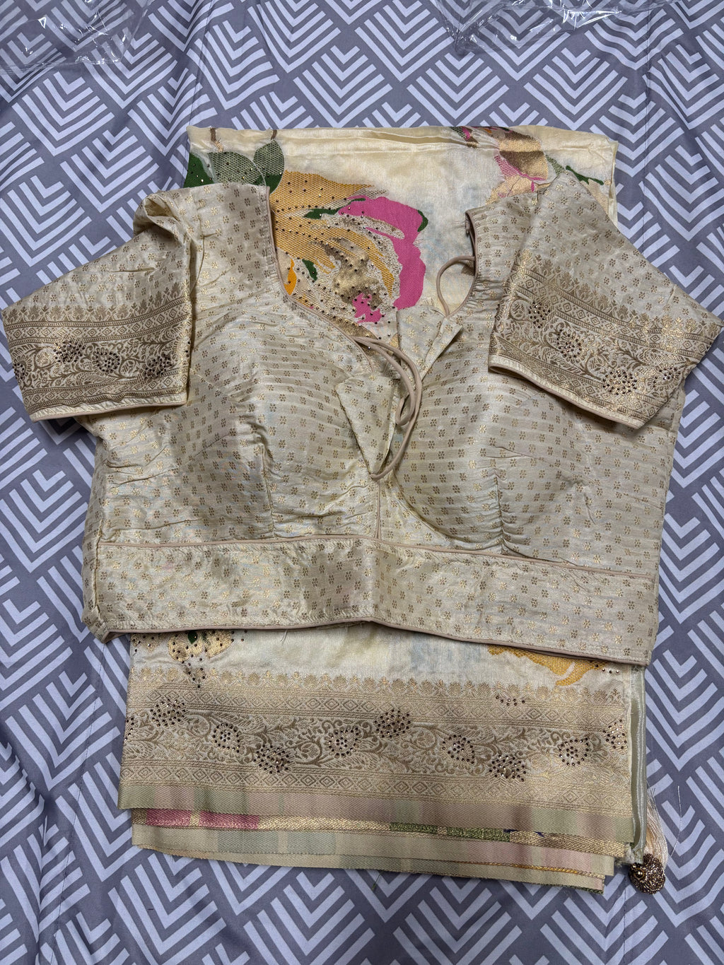 Authentic Banarasi Patrila saree with seroski work