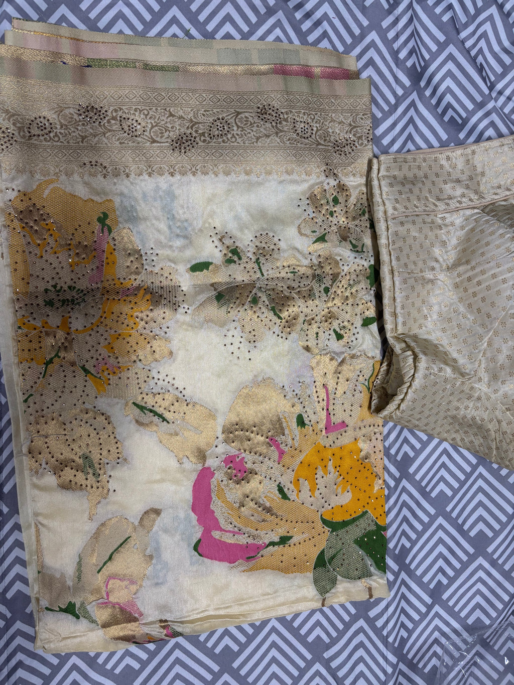 Authentic Banarasi Patrila saree with seroski work