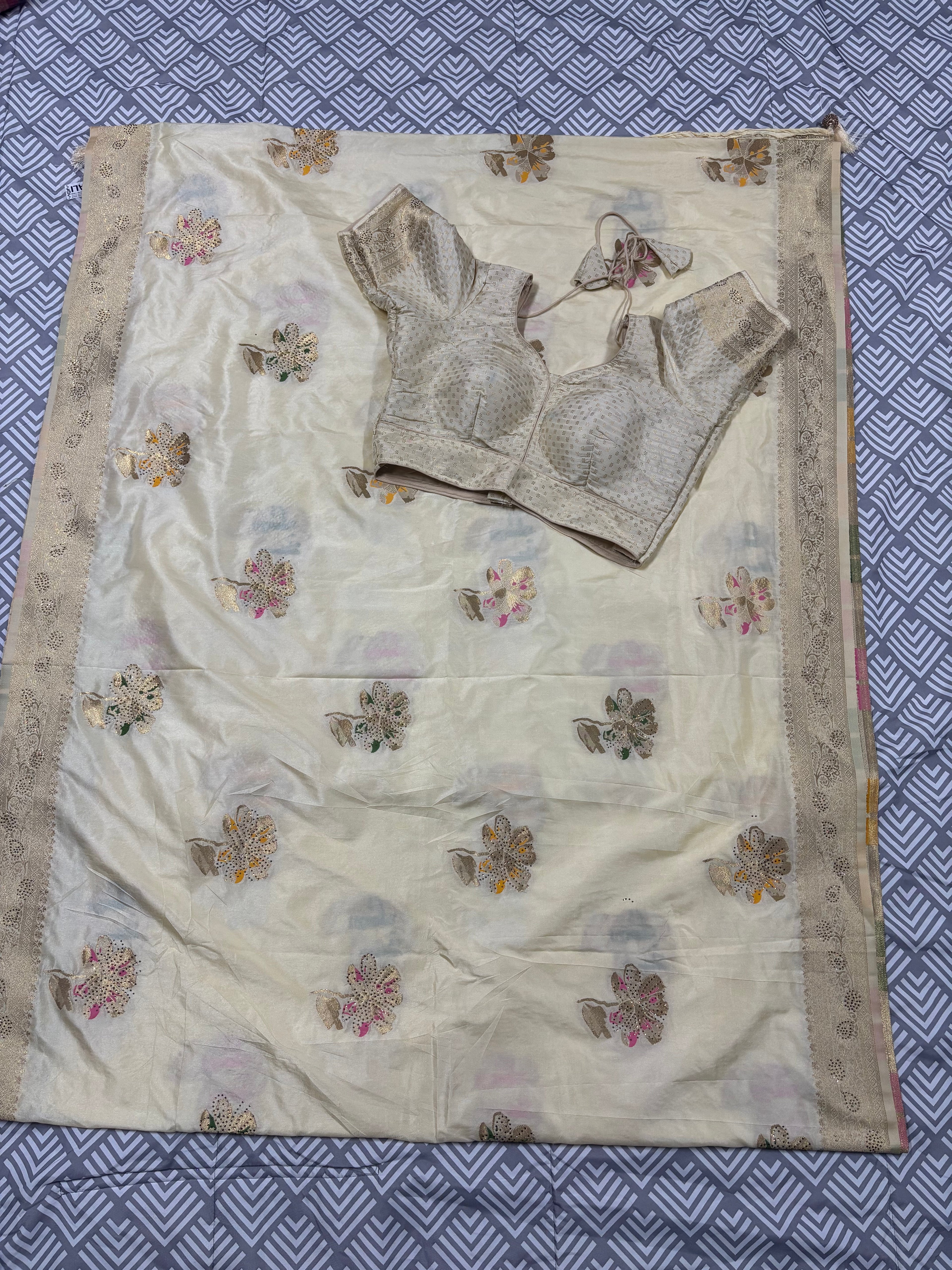 Authentic Banarasi Patrila saree with seroski work