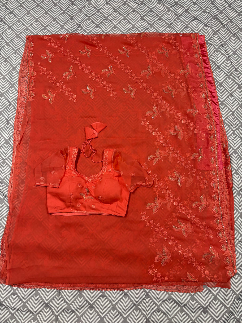 Nimboli Silk Saree On Embroidary and Seroski Work With Stiched Blouse