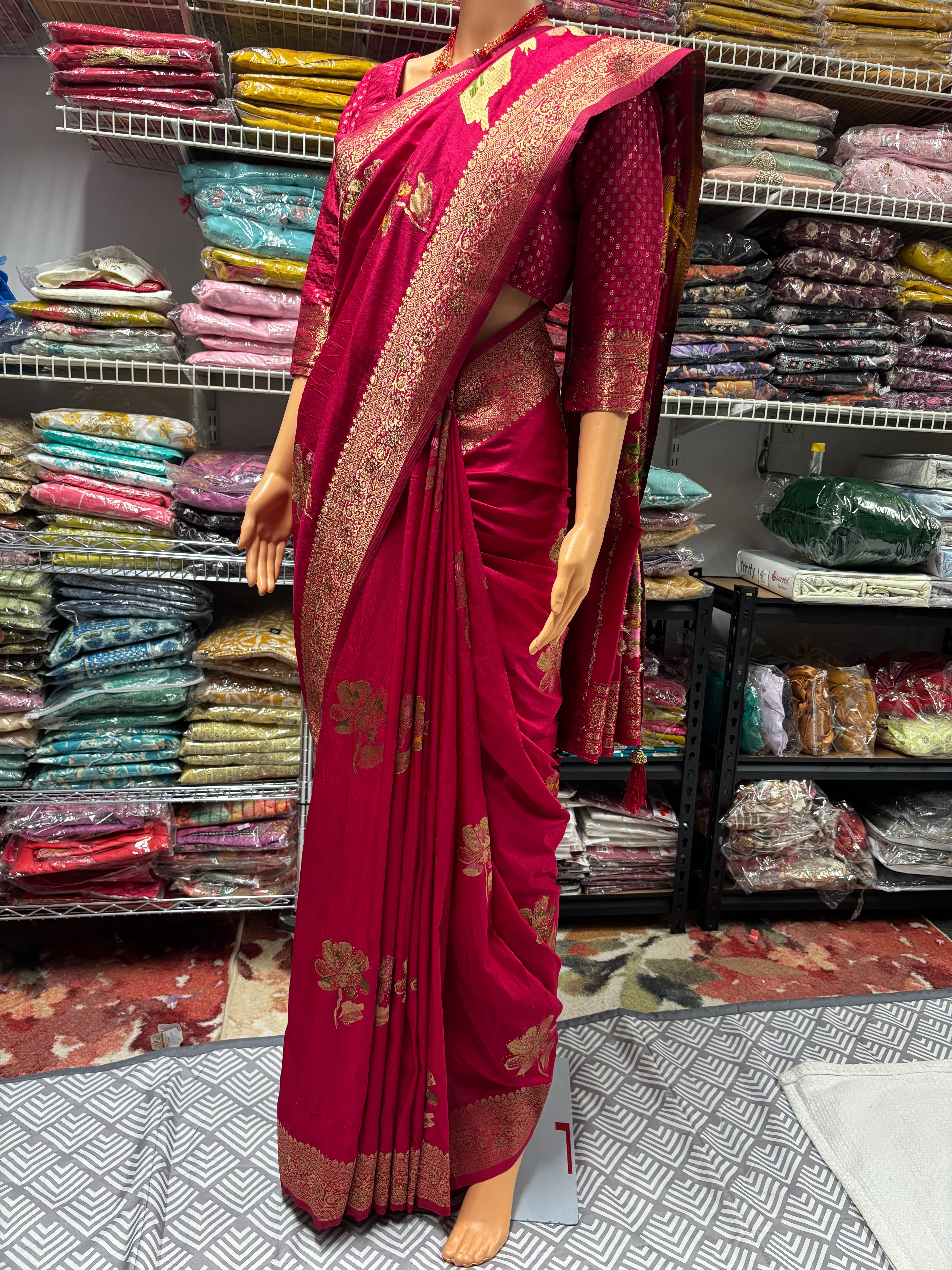 Authentic Banarasi Patrila saree with seroski work