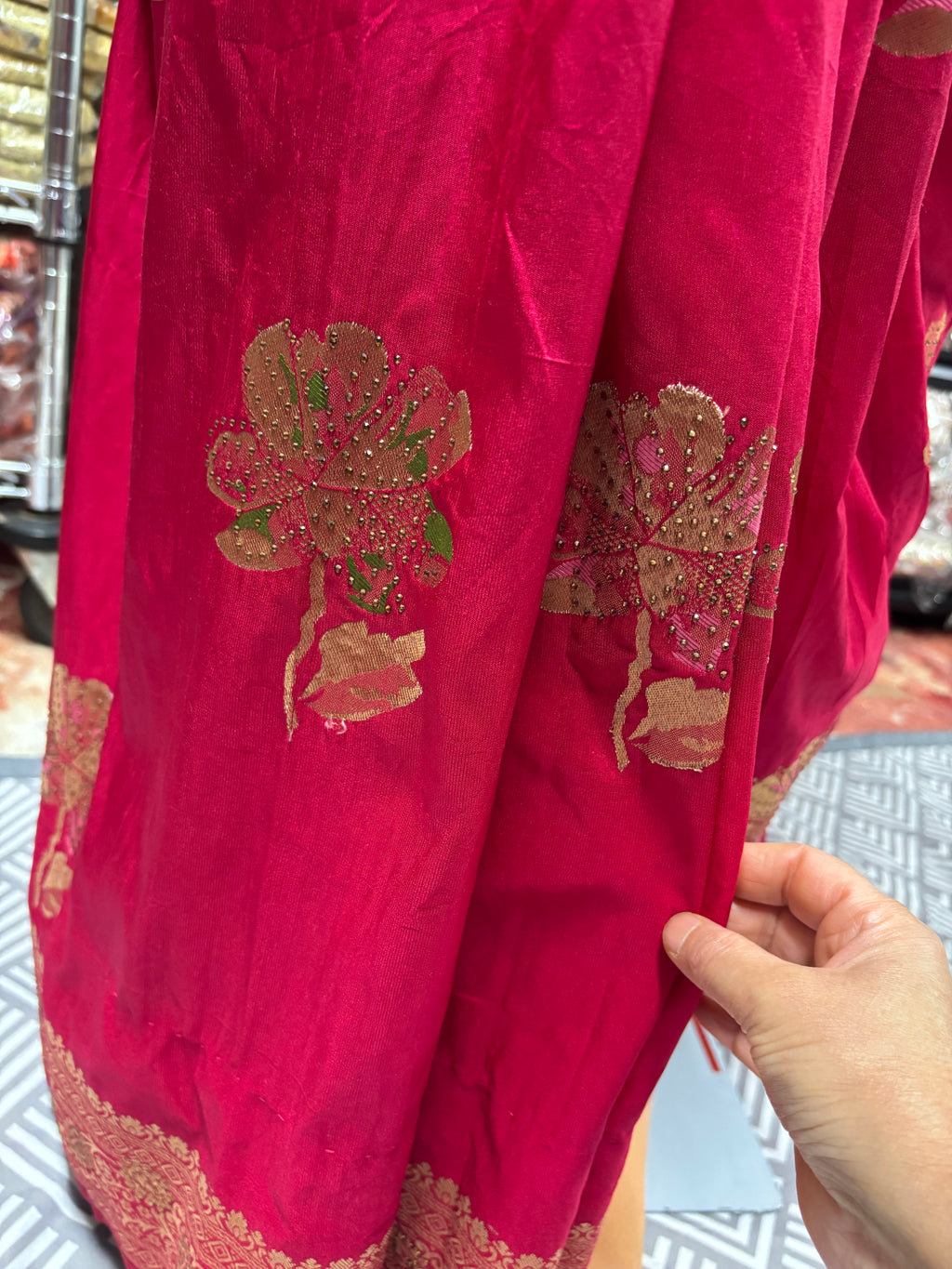 Authentic Banarasi Patrila saree with seroski work