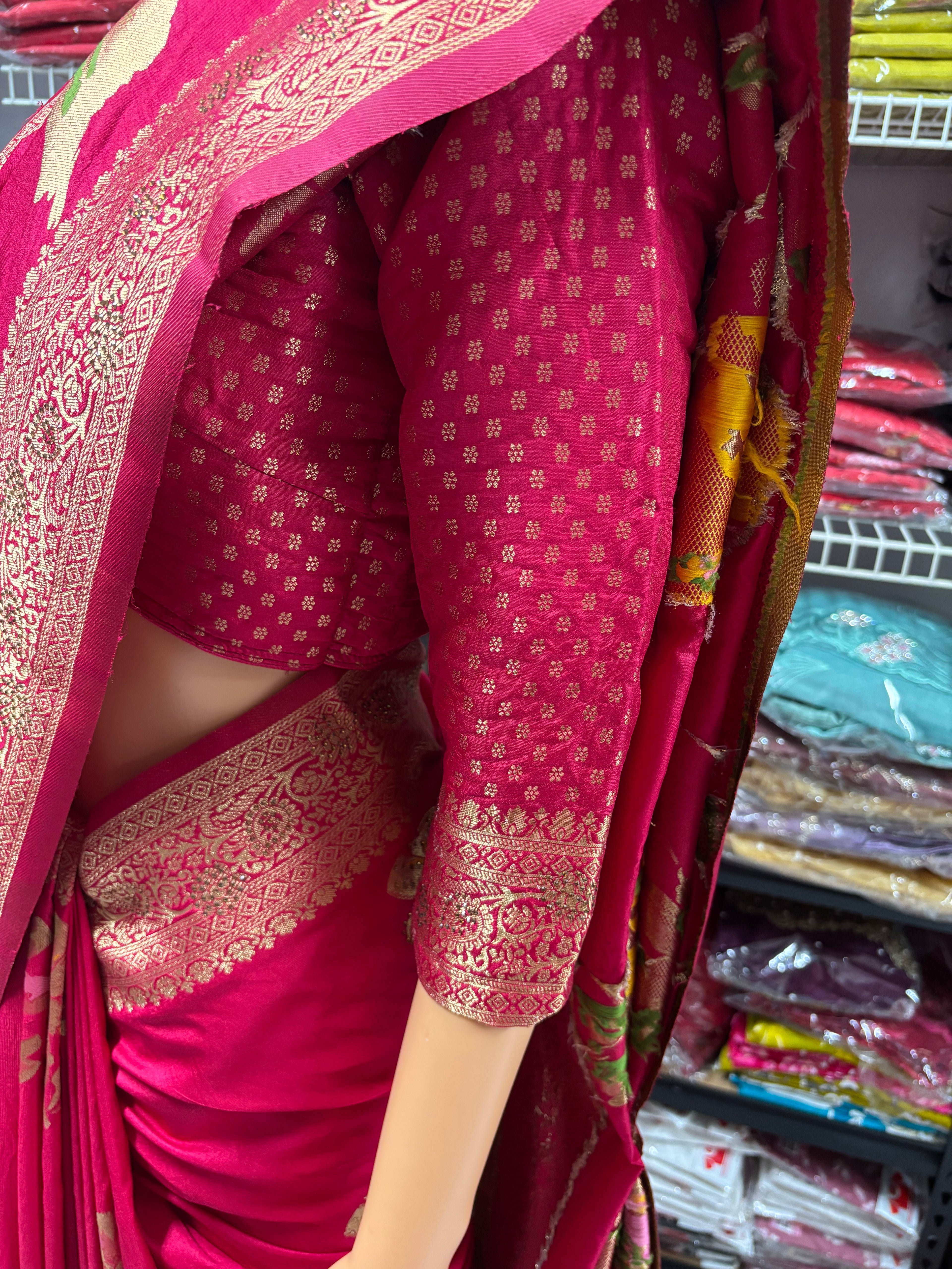 Authentic Banarasi Patrila saree with seroski work