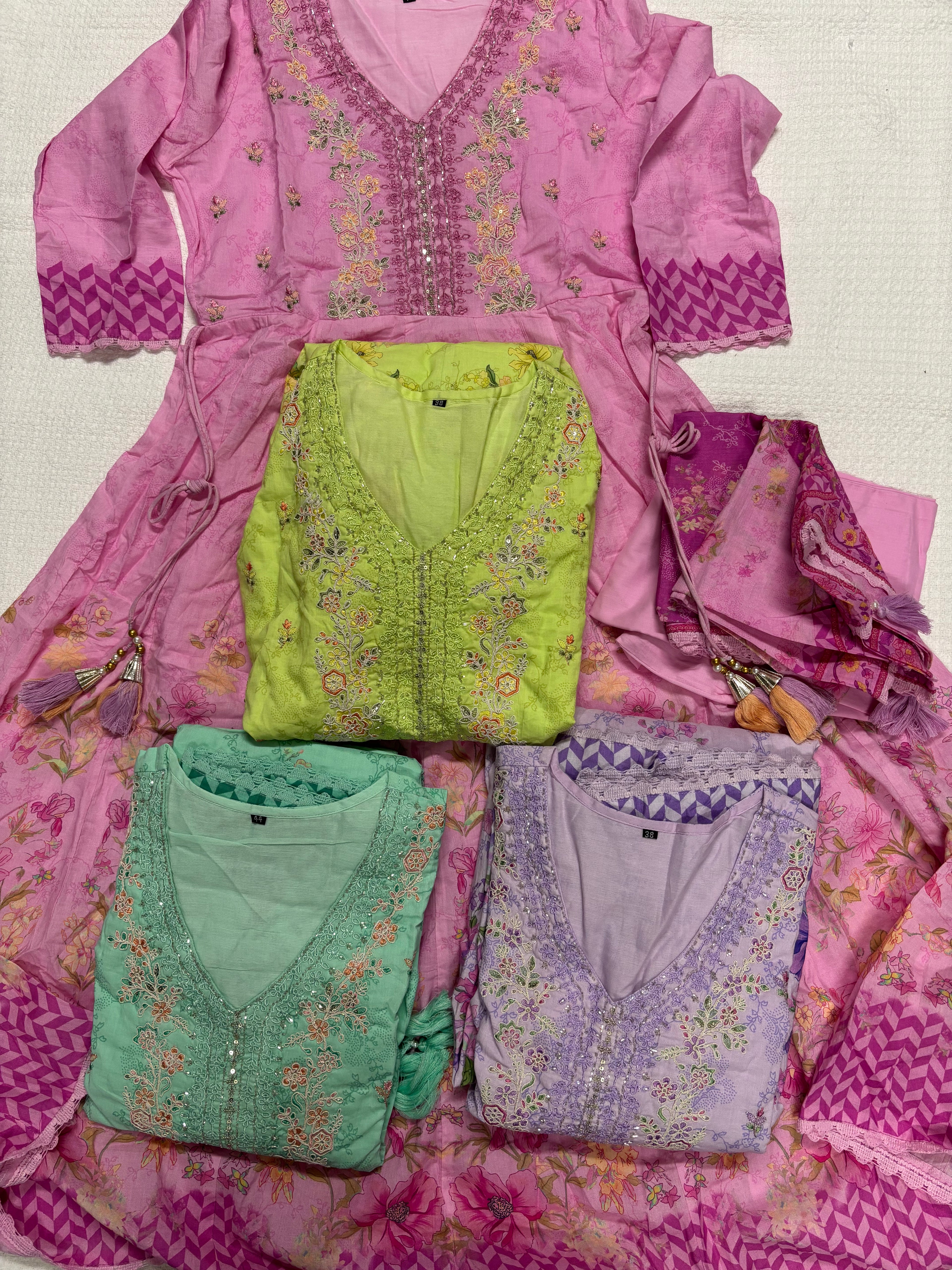 Floral Umbrella Salwar Set On Pure Soft Cotton