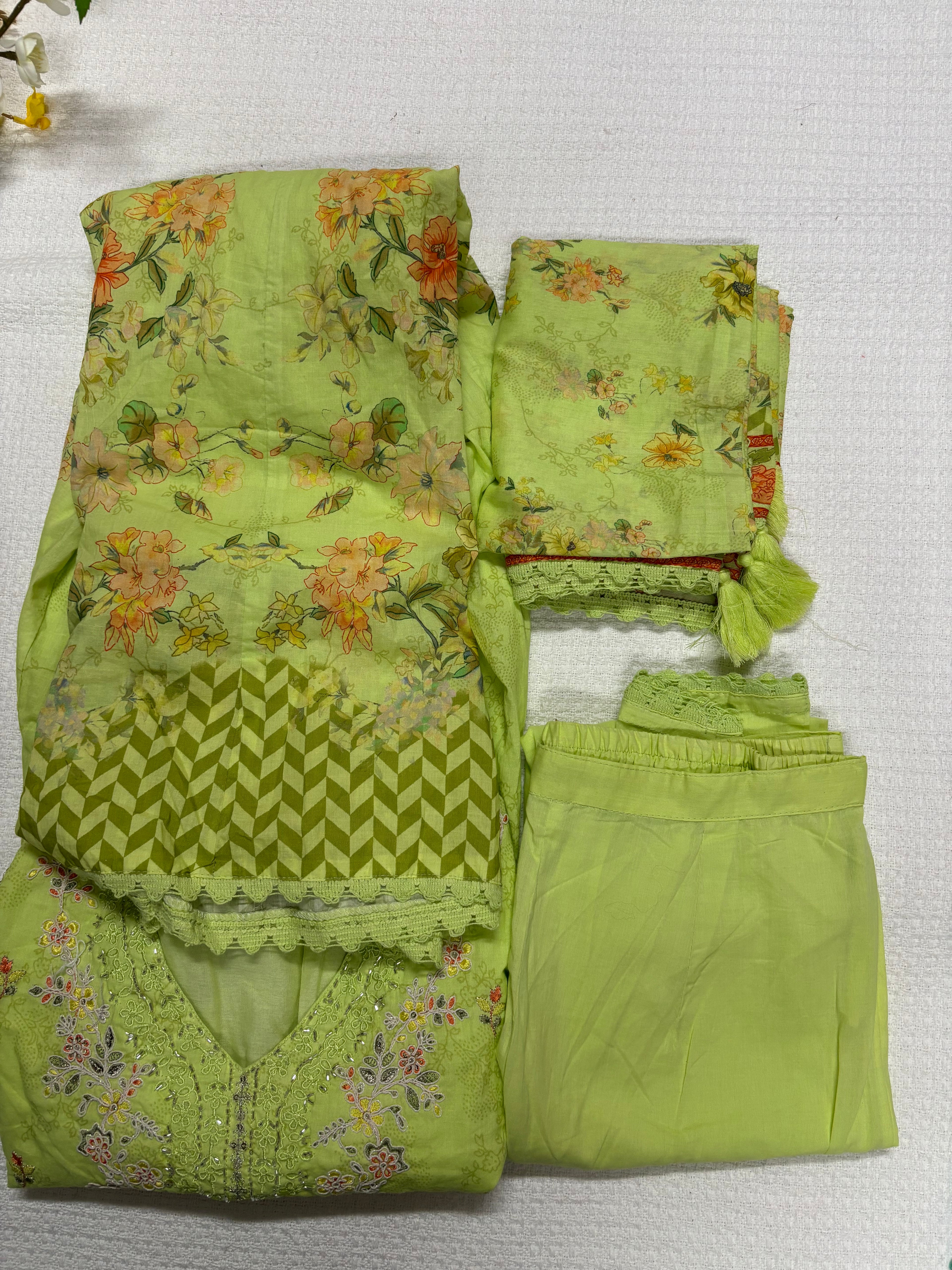 Floral Umbrella Salwar Set On Pure Soft Cotton