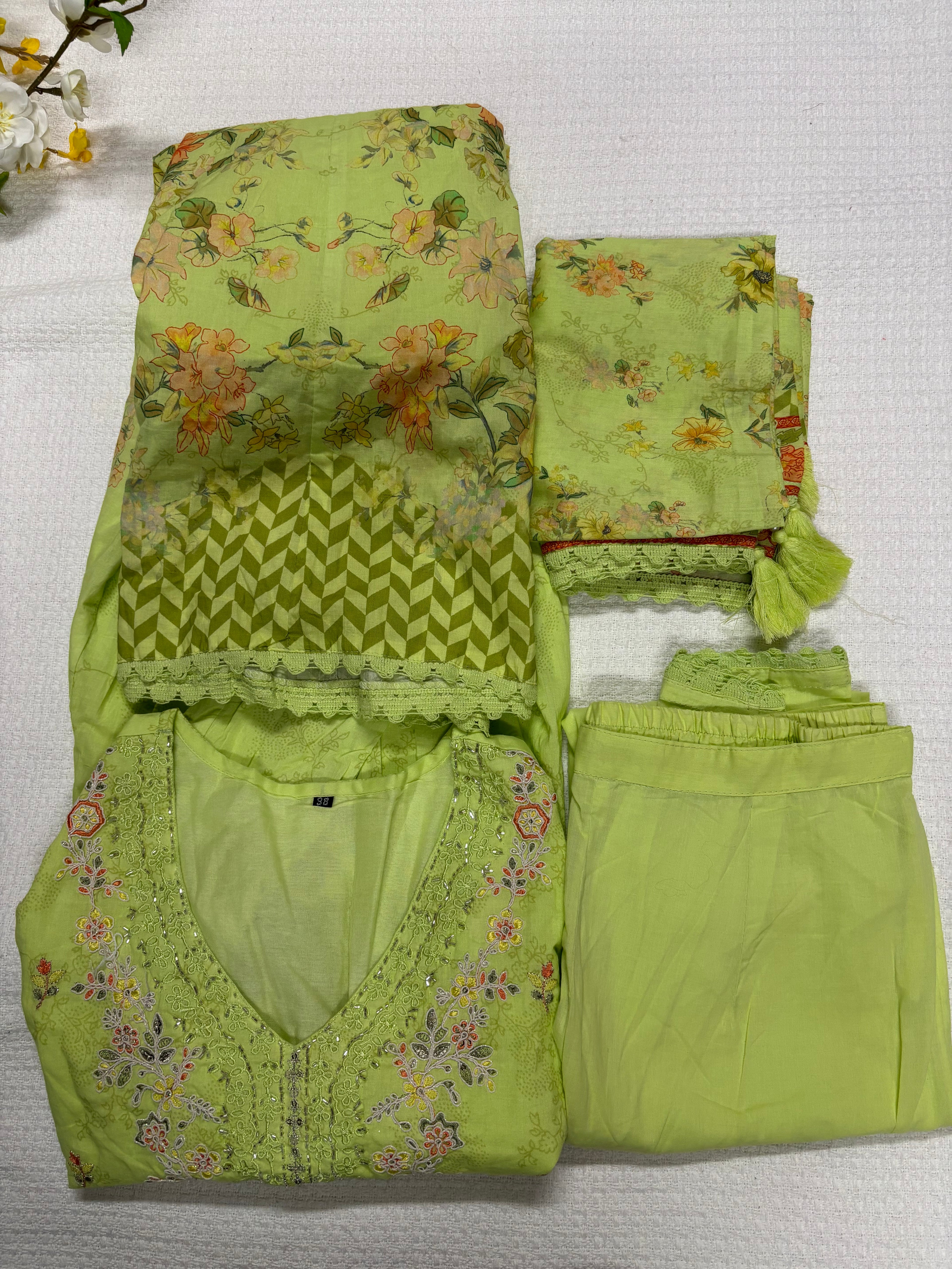 Floral Umbrella Salwar Set On Pure Soft Cotton