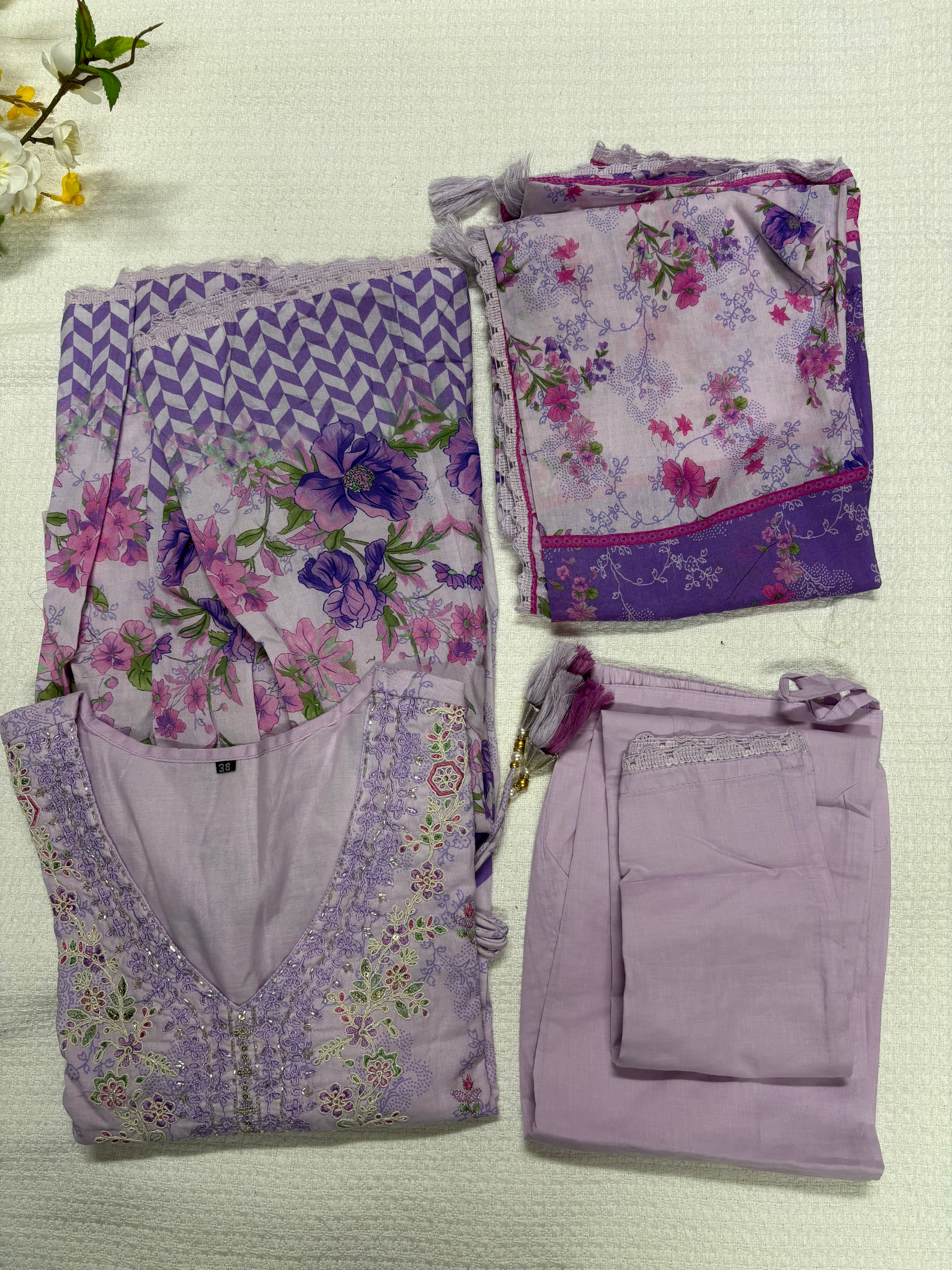Floral Umbrella Salwar Set On Pure Soft Cotton