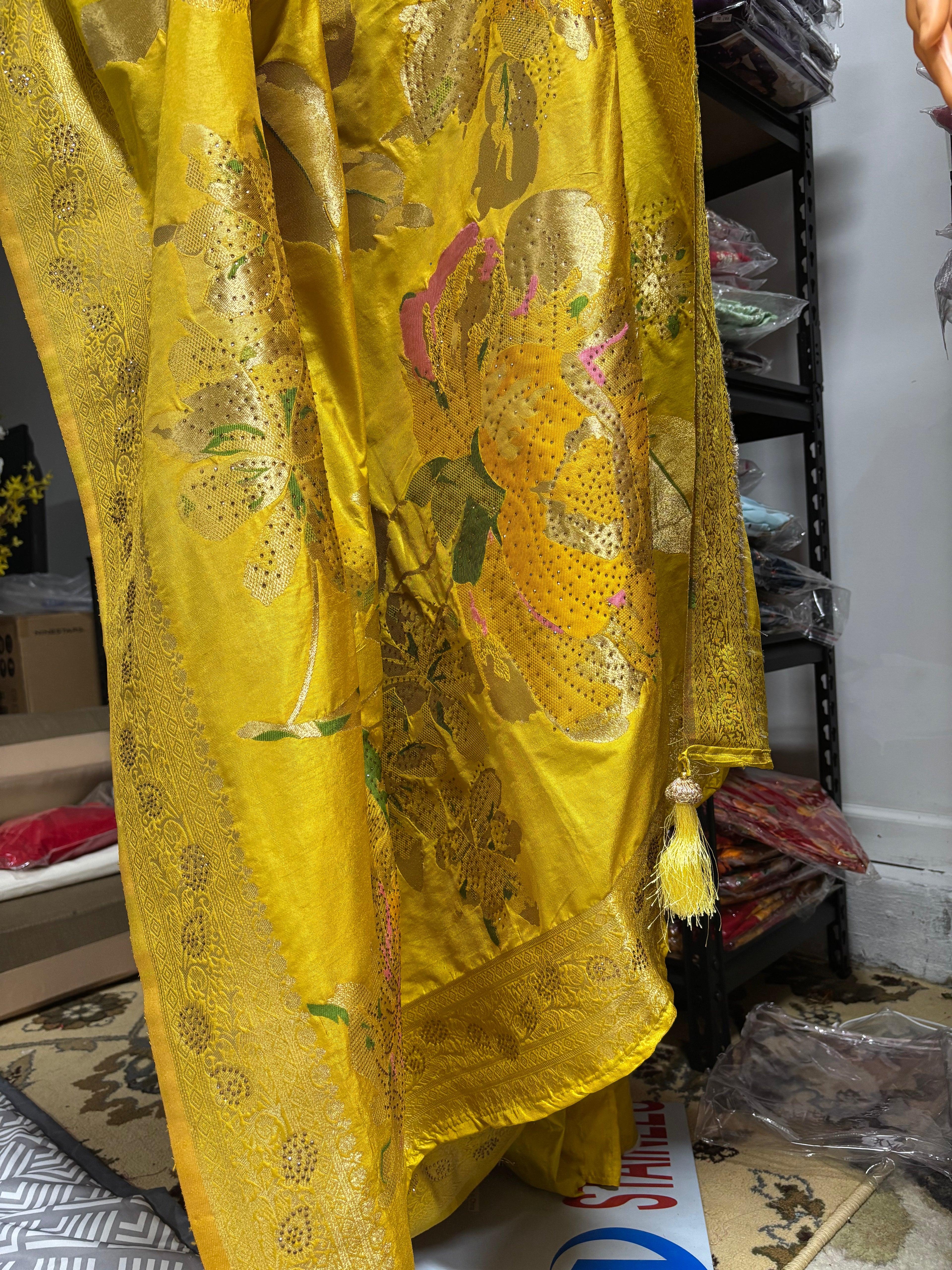 Authentic Banarasi Patrila saree with seroski work
