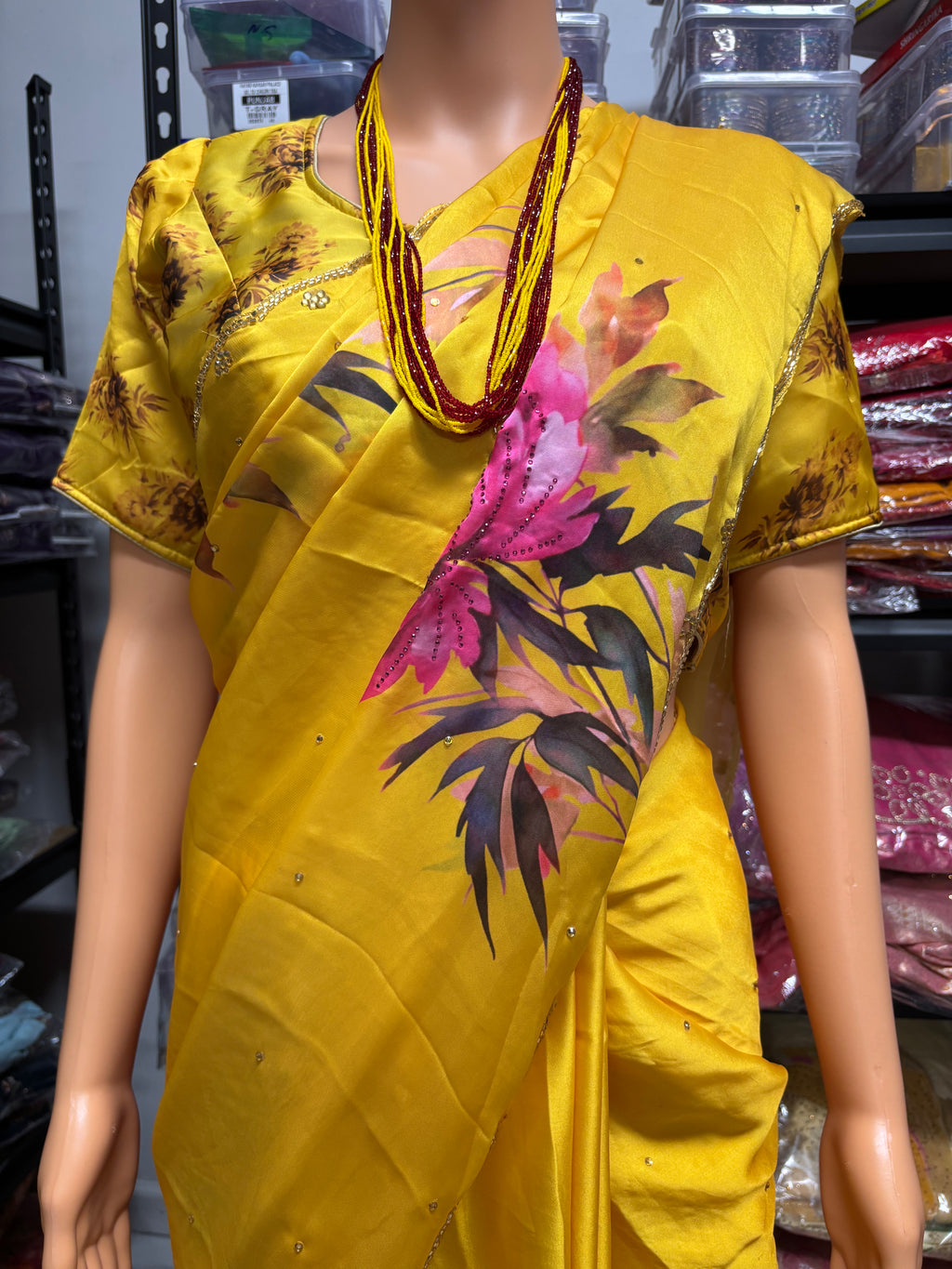 Handworked Fendy Silk Saree With Fully Stiched Blouse