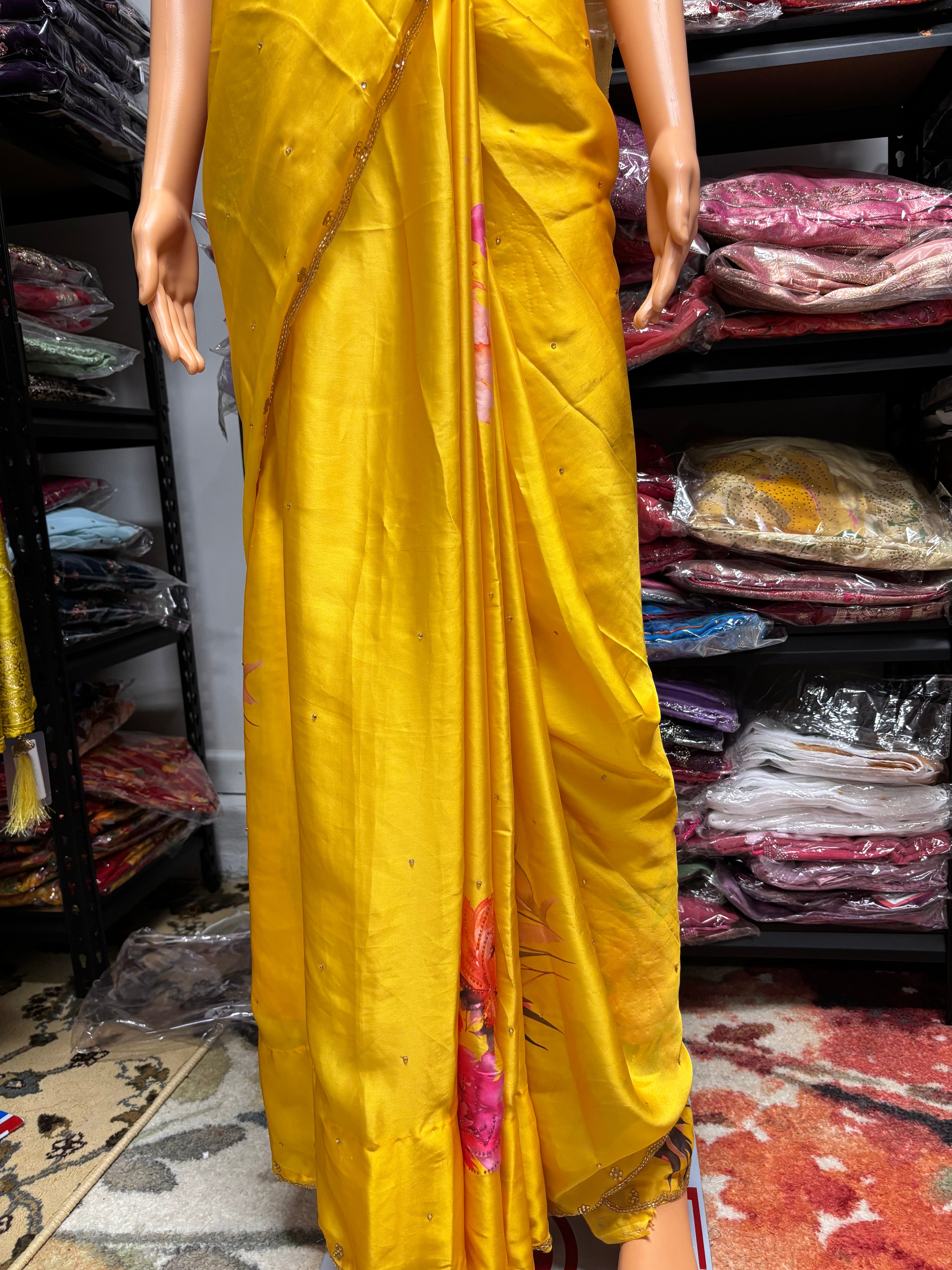 Handworked Fendy Silk Saree With Fully Stiched Blouse