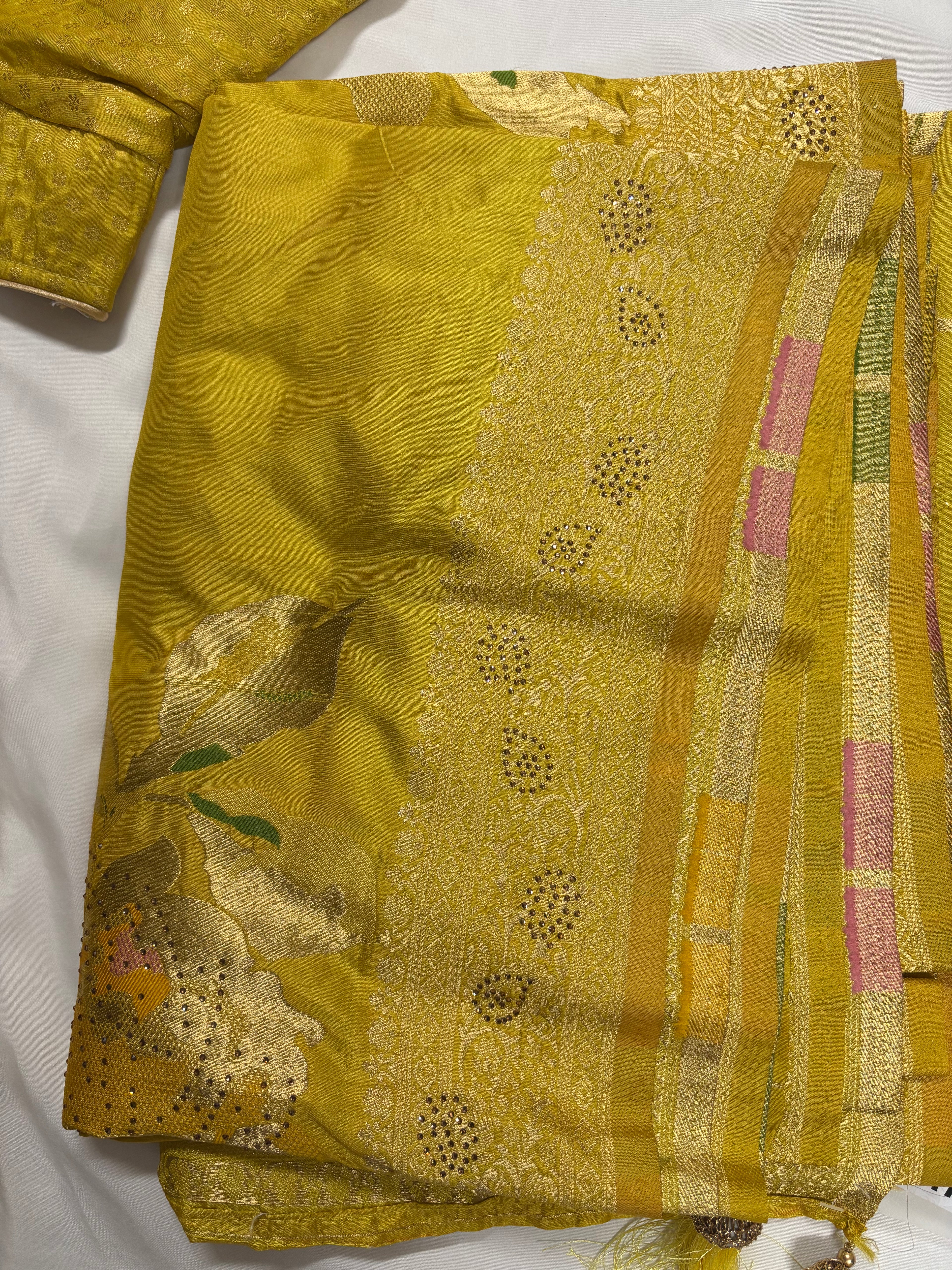Authentic Banarasi Patrila saree with seroski work