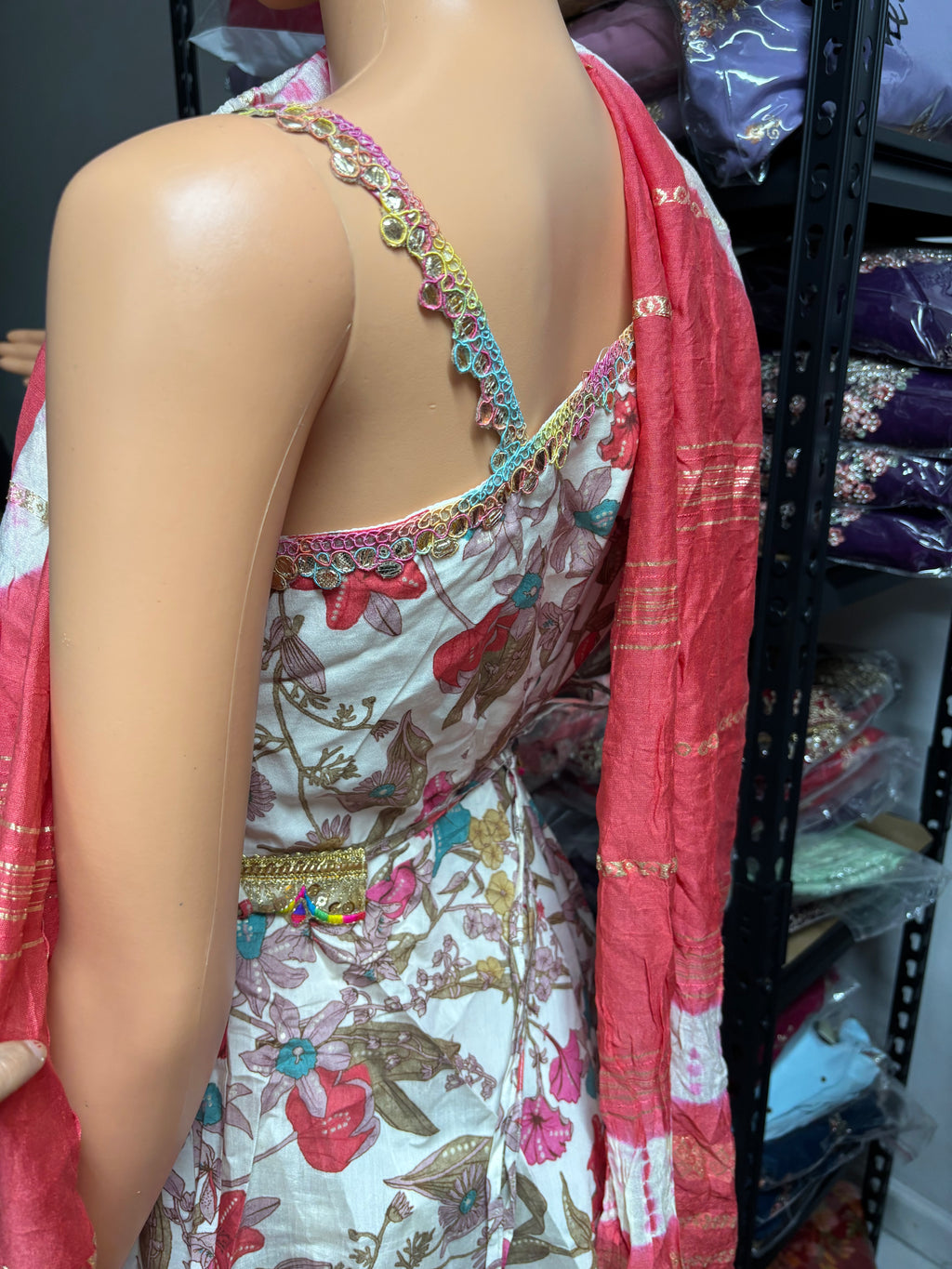 Elegant 3-piece kurta palazzo set featuring asymmetrical sleeves for a modern twist on traditional wear