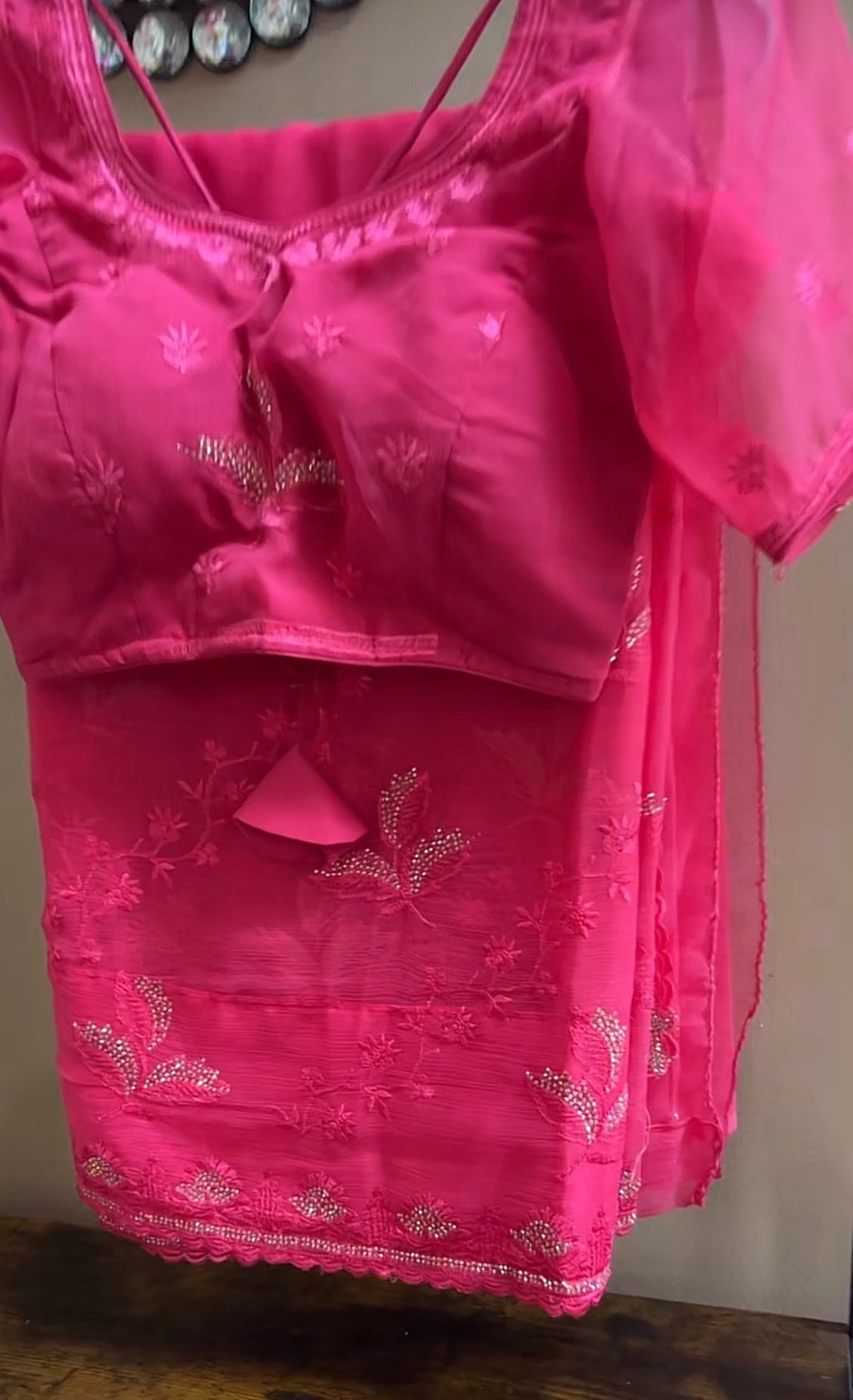 Nimboli Silk Saree On Embroidary and Seroski Work With Stiched Blouse