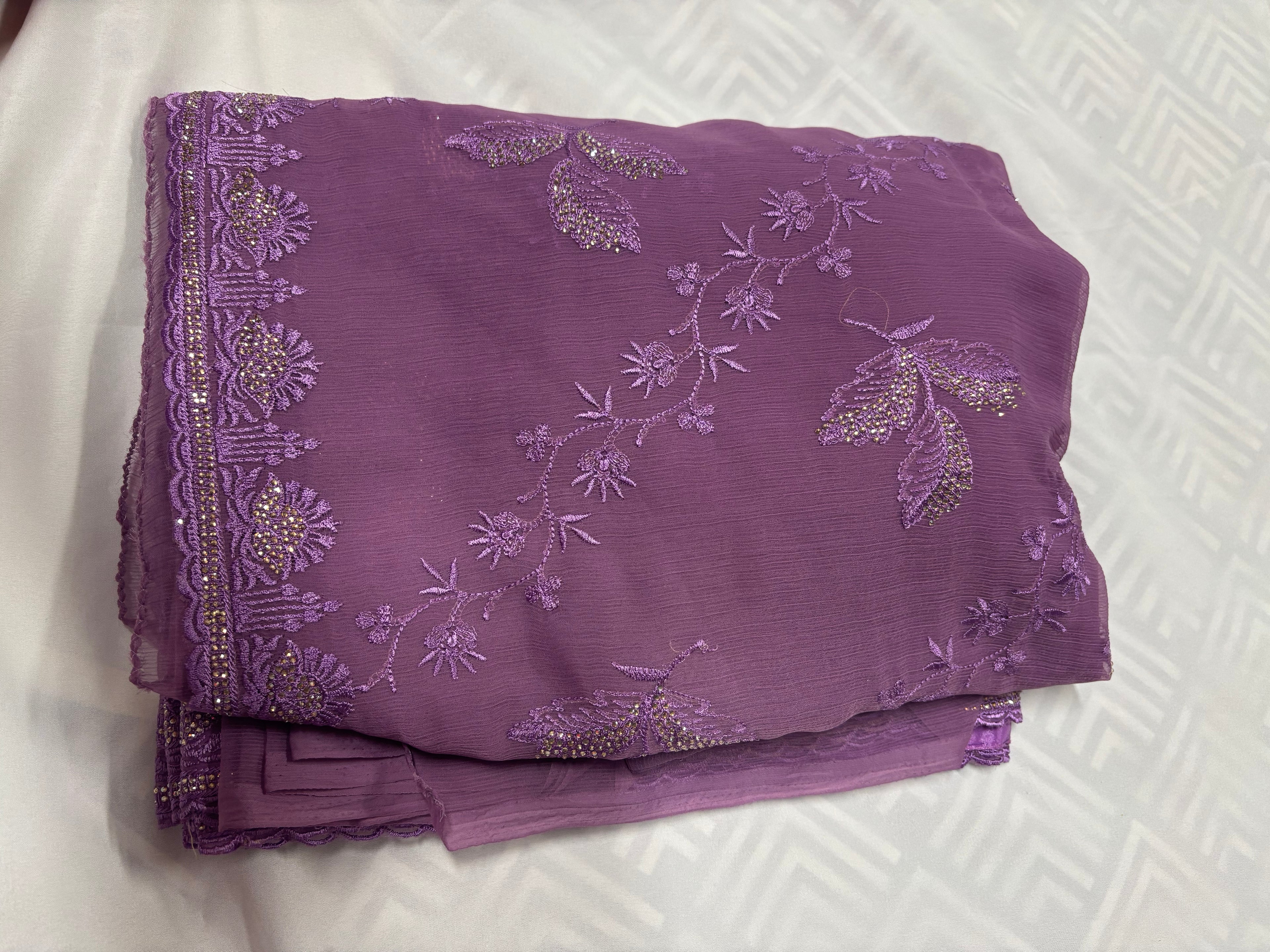 Nimboli Silk Saree On Embroidary and Seroski Work With Stiched Blouse