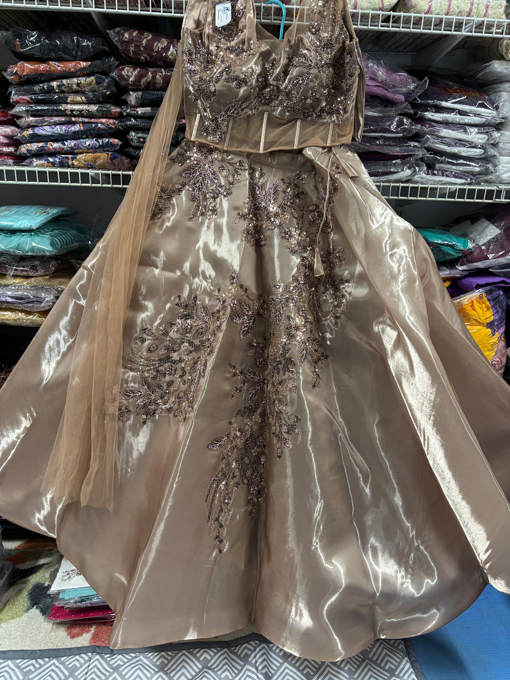 Boutique Worked Lehanga with Dupatta attached on Blouse