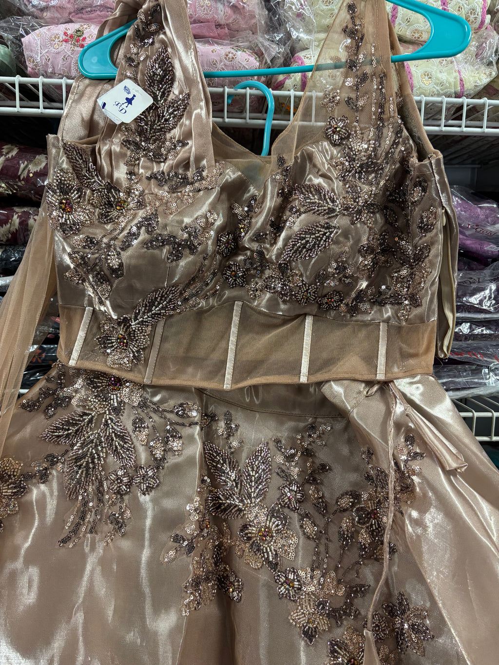 Boutique Worked Lehanga with Dupatta attached on Blouse