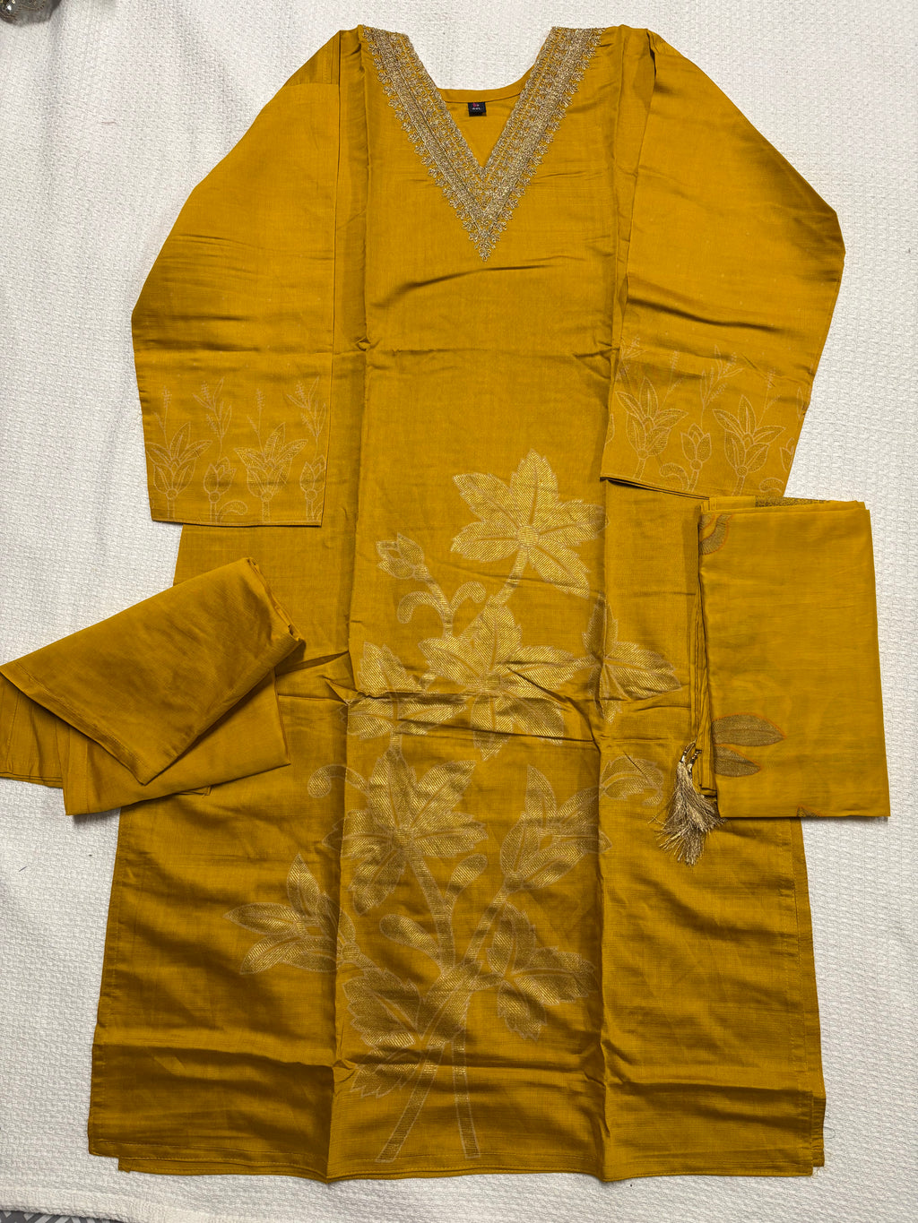 Cotton Kurthi Set with Foil Print.