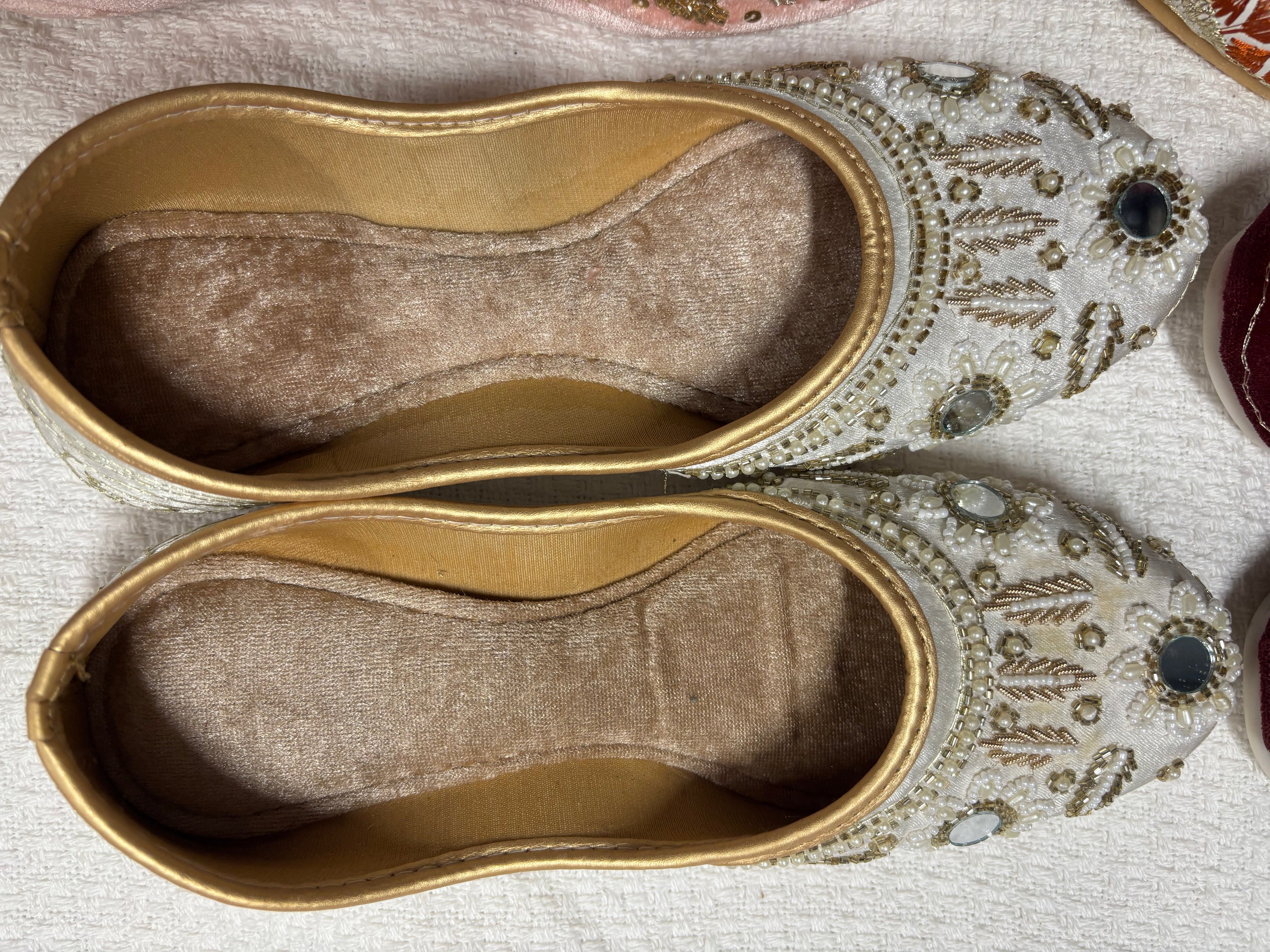 Embroidered and Stone Hand Work Khussa Sandal: Indian and Pakistani Jutti with Beads
