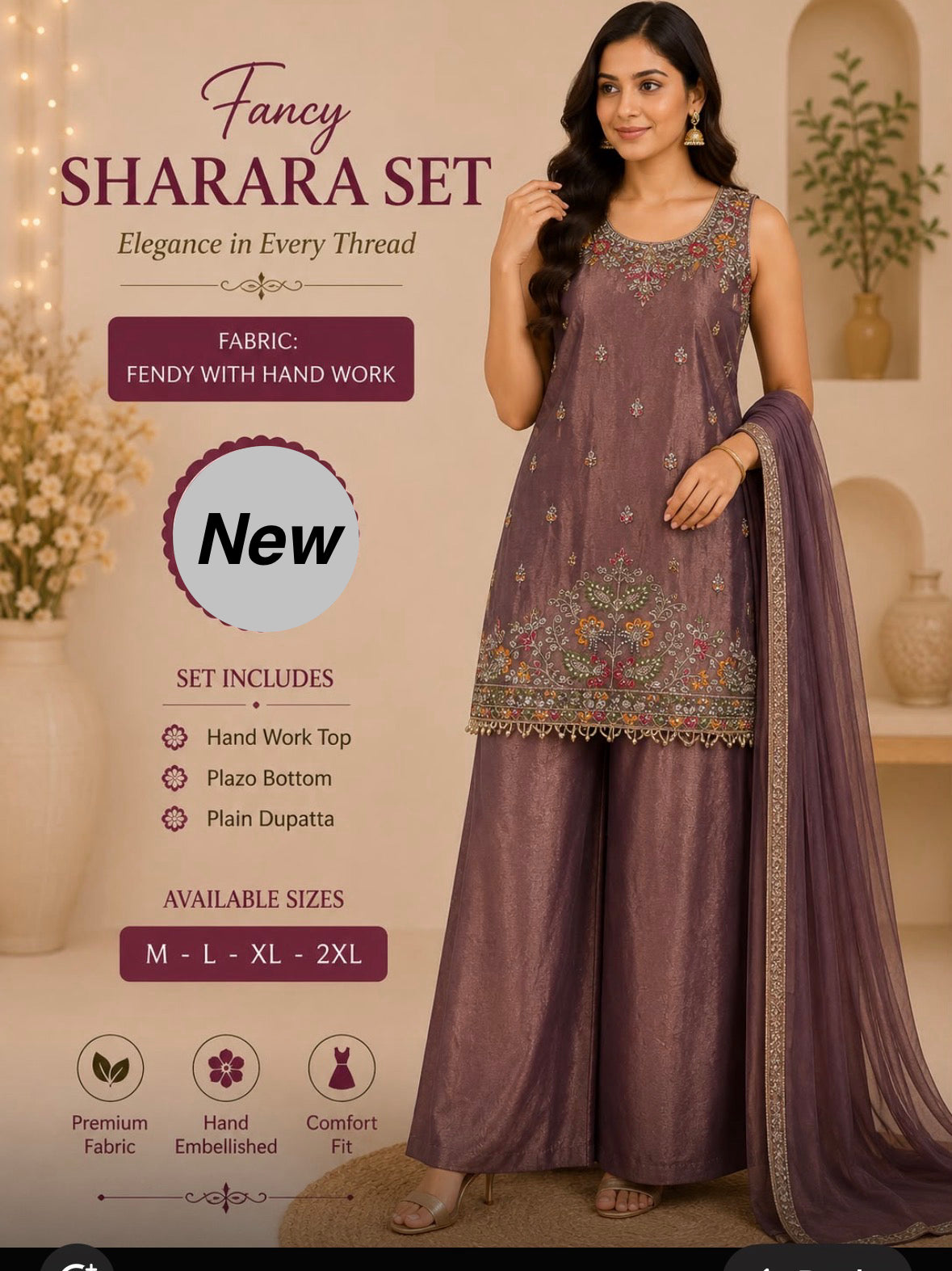 Fancy Sharara Set With Handwork