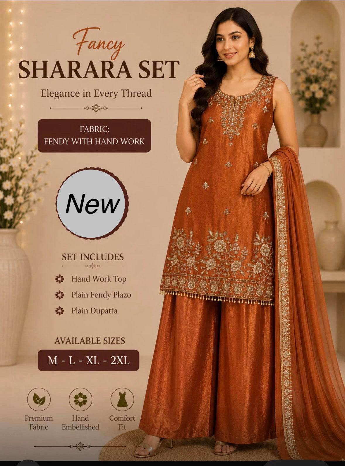Fancy Sharara Set With Handwork
