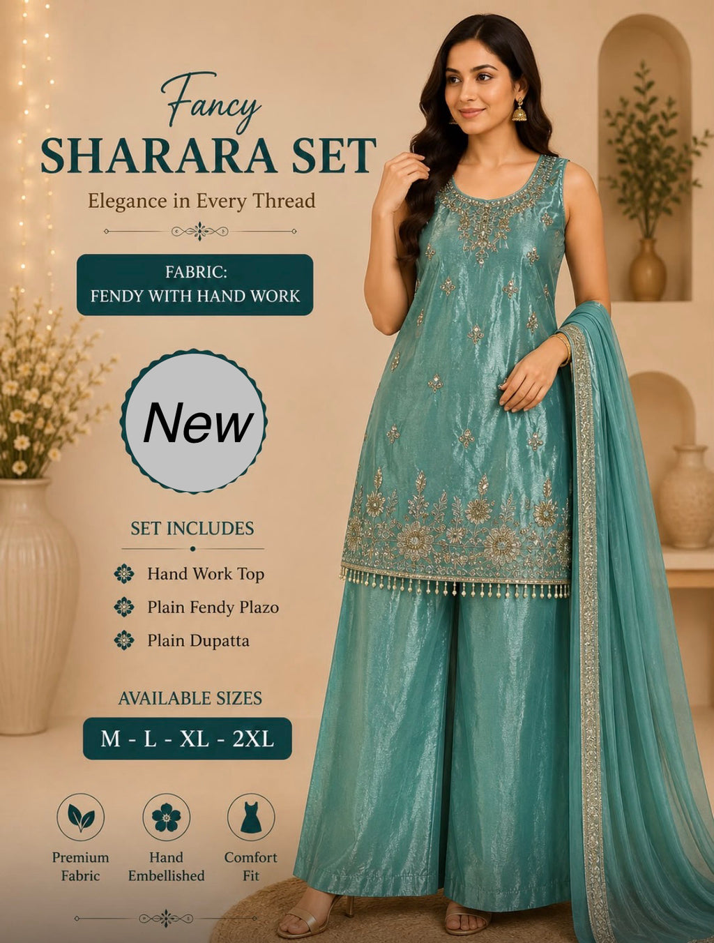 Fancy Sharara Set With Handwork