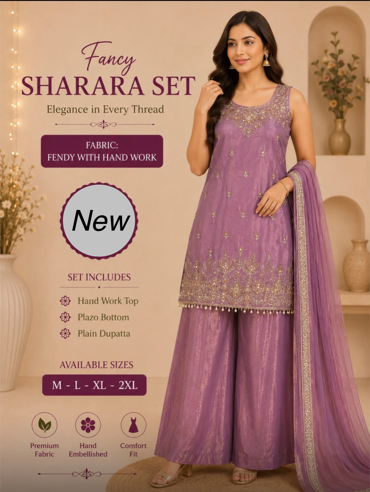 Fancy Sharara Set With Handwork