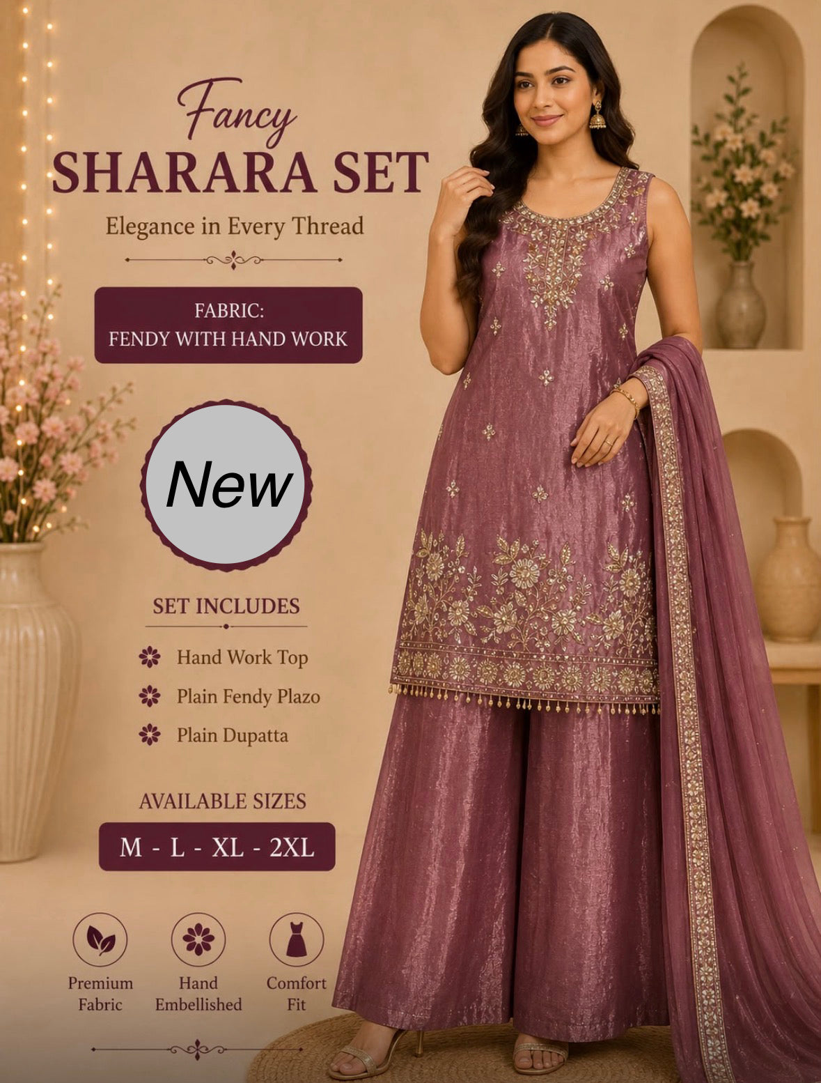Fancy Sharara Set With Handwork