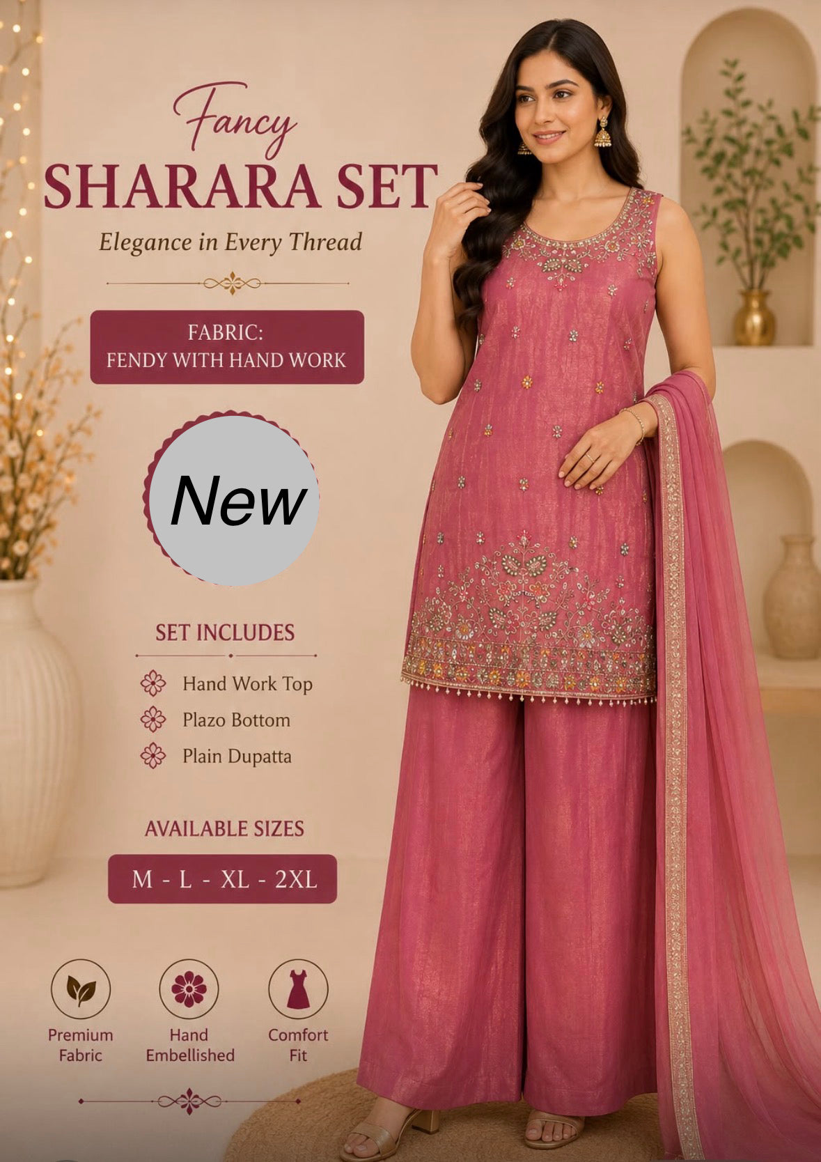 Fancy Sharara Set With Handwork