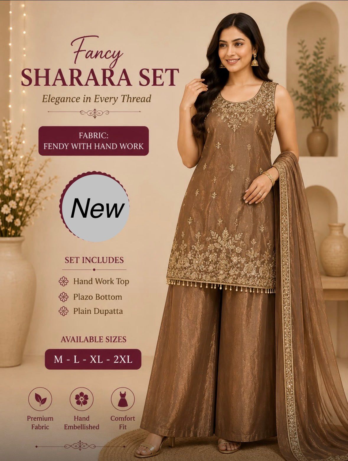Fancy Sharara Set With Handwork