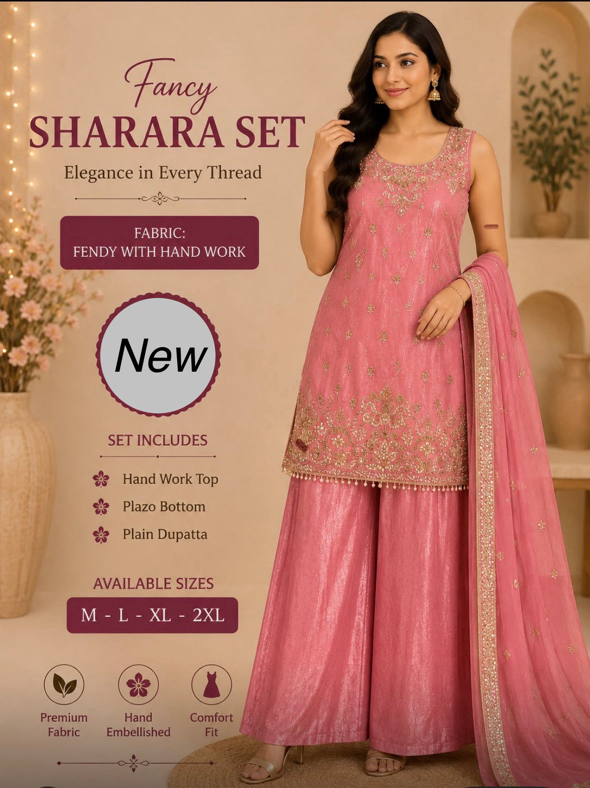 Fancy Sharara Set With Handwork