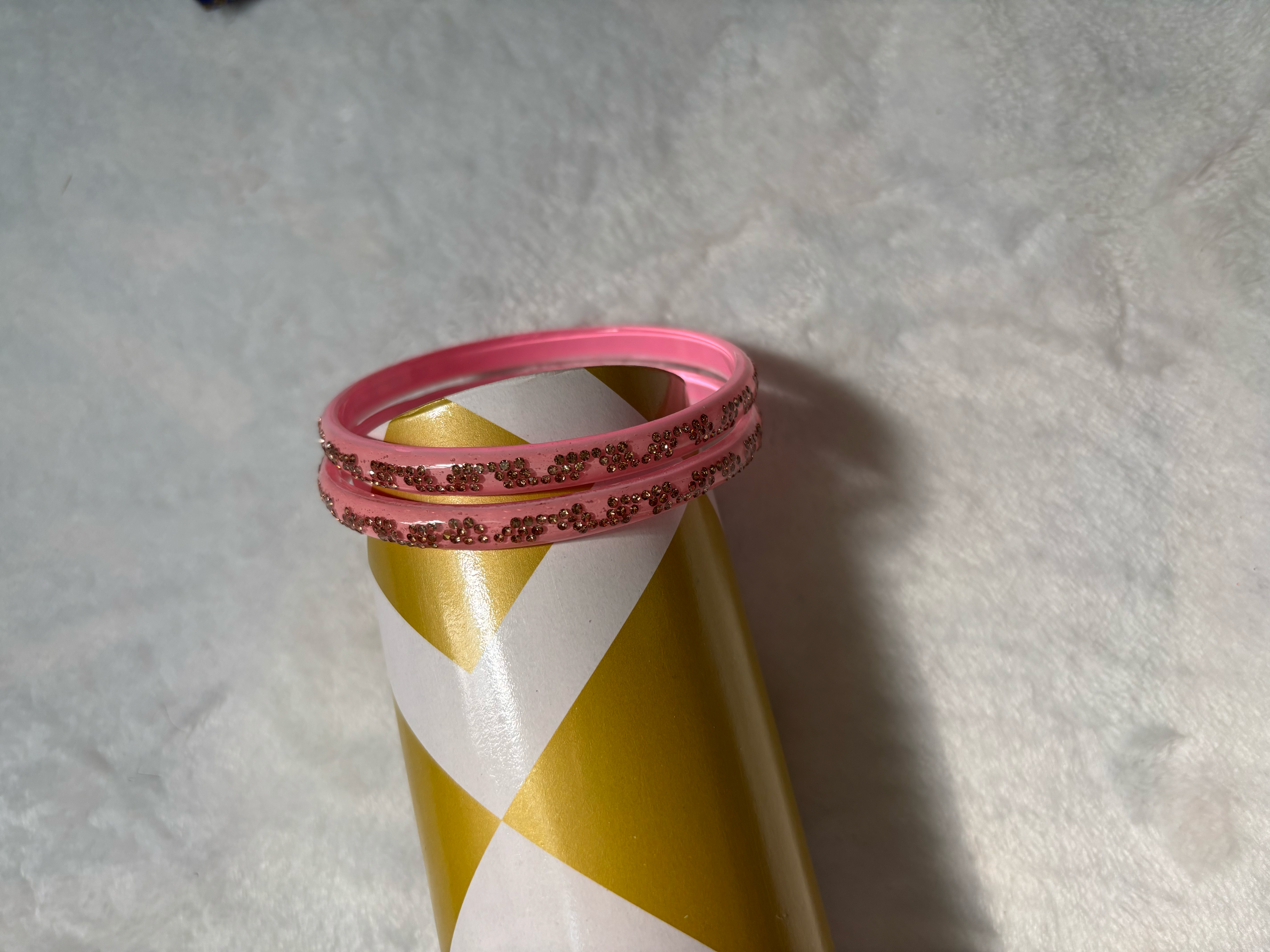 Four Pieces Bangles with Colorful Stone Worked
