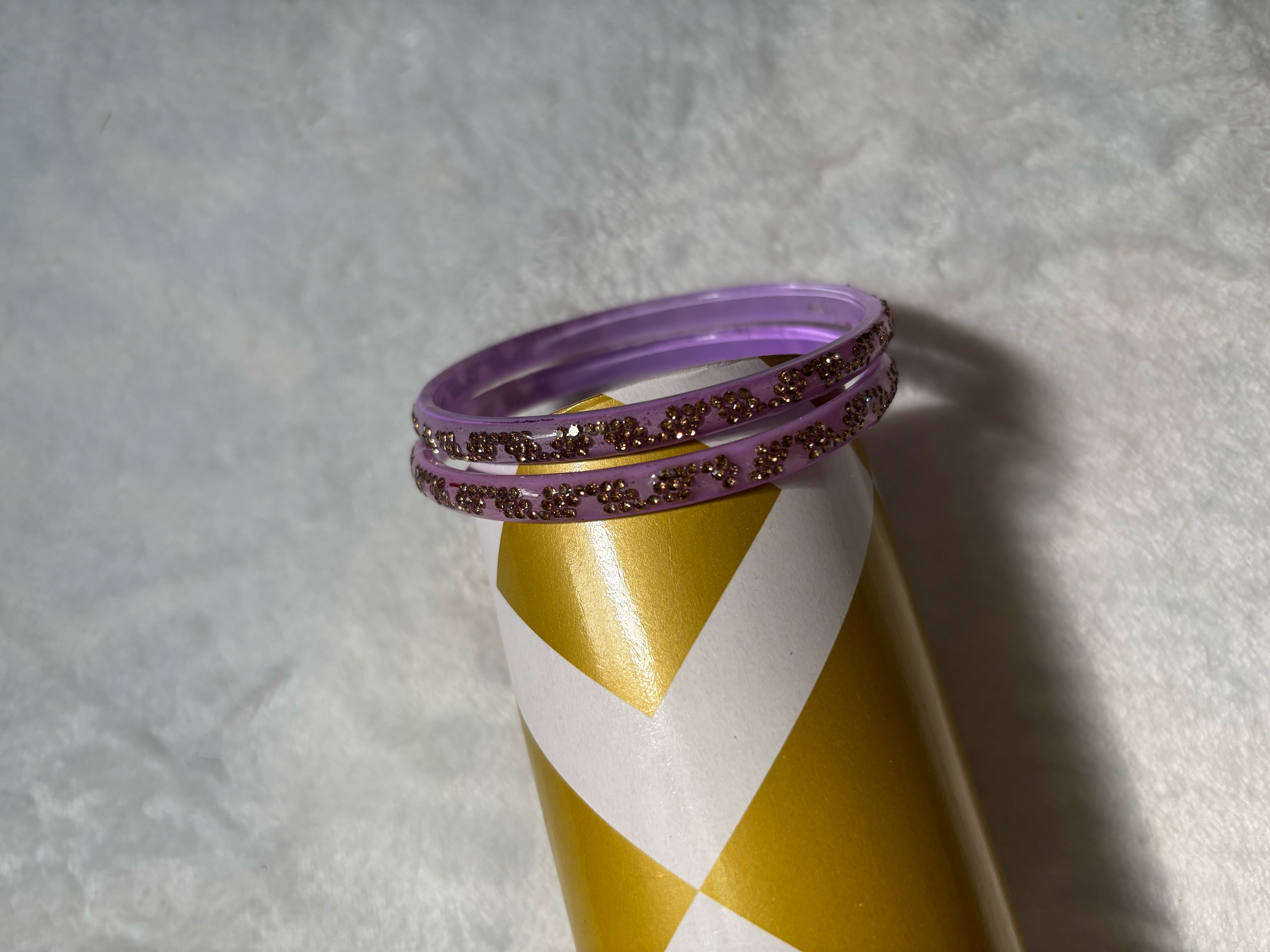 Four Pieces Bangles with Colorful Stone Worked