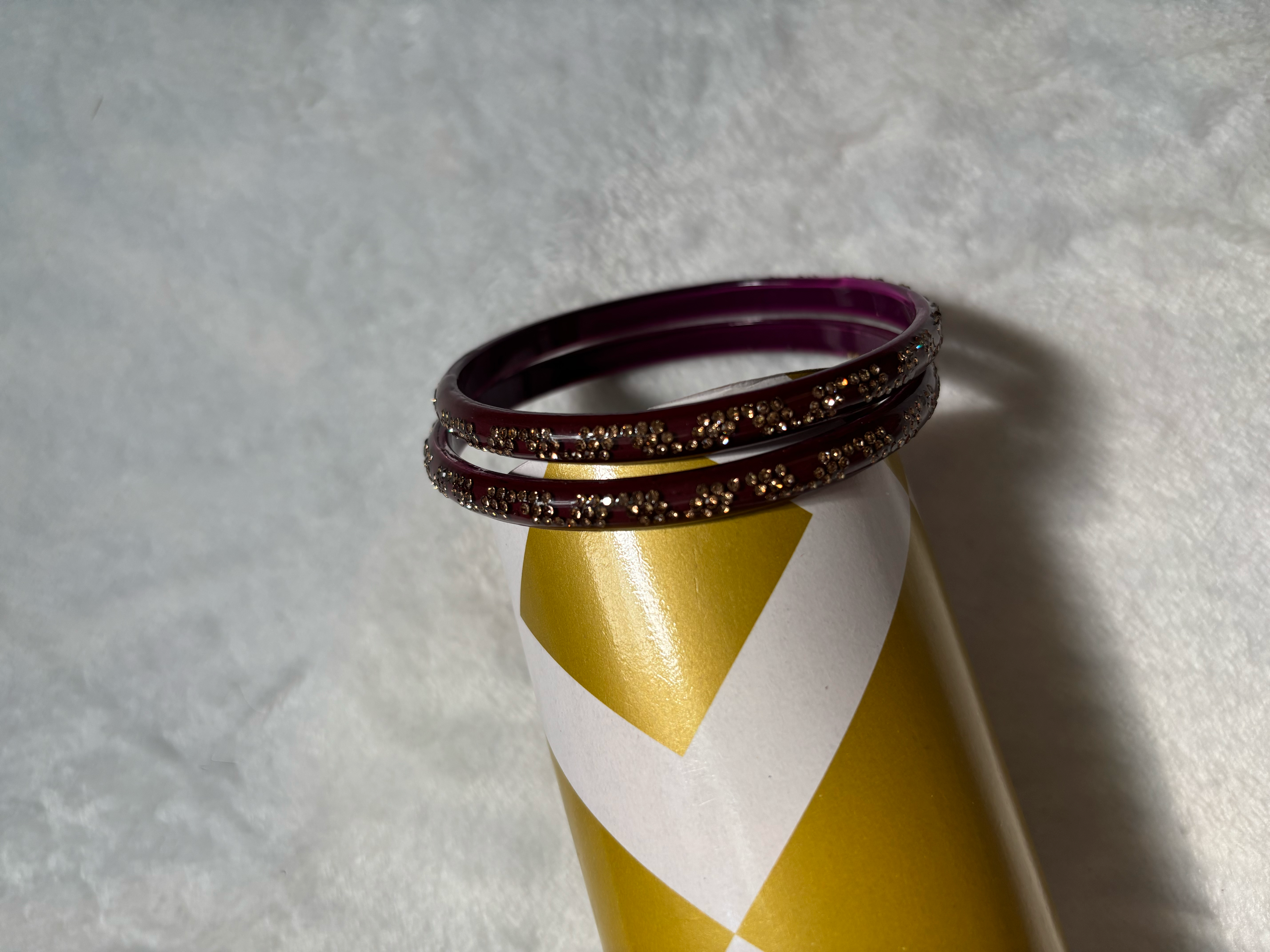 Four Pieces Bangles with Colorful Stone Worked